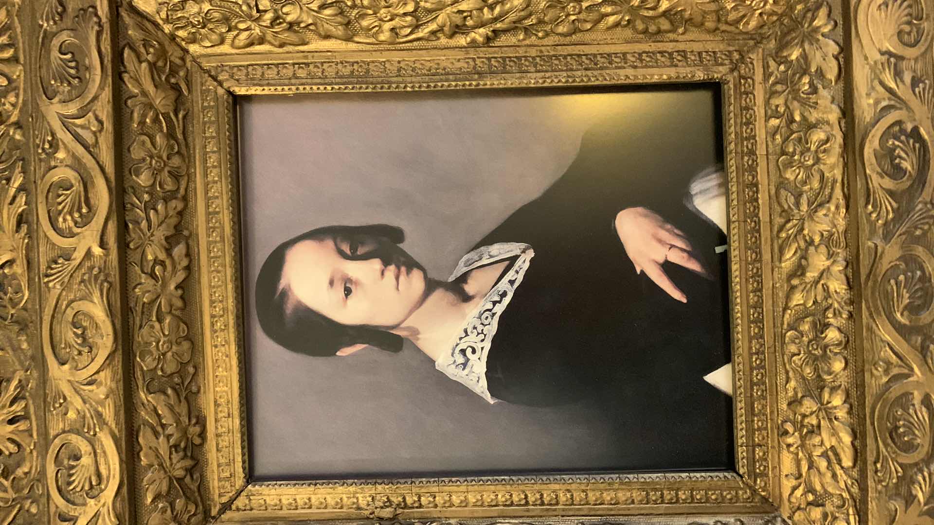 Photo 2 of ARTWORK, “Louise Antoinette Feuardent" by Jean-Francois Millet, IN ORNATE WOOD FRAME 19” x H21”