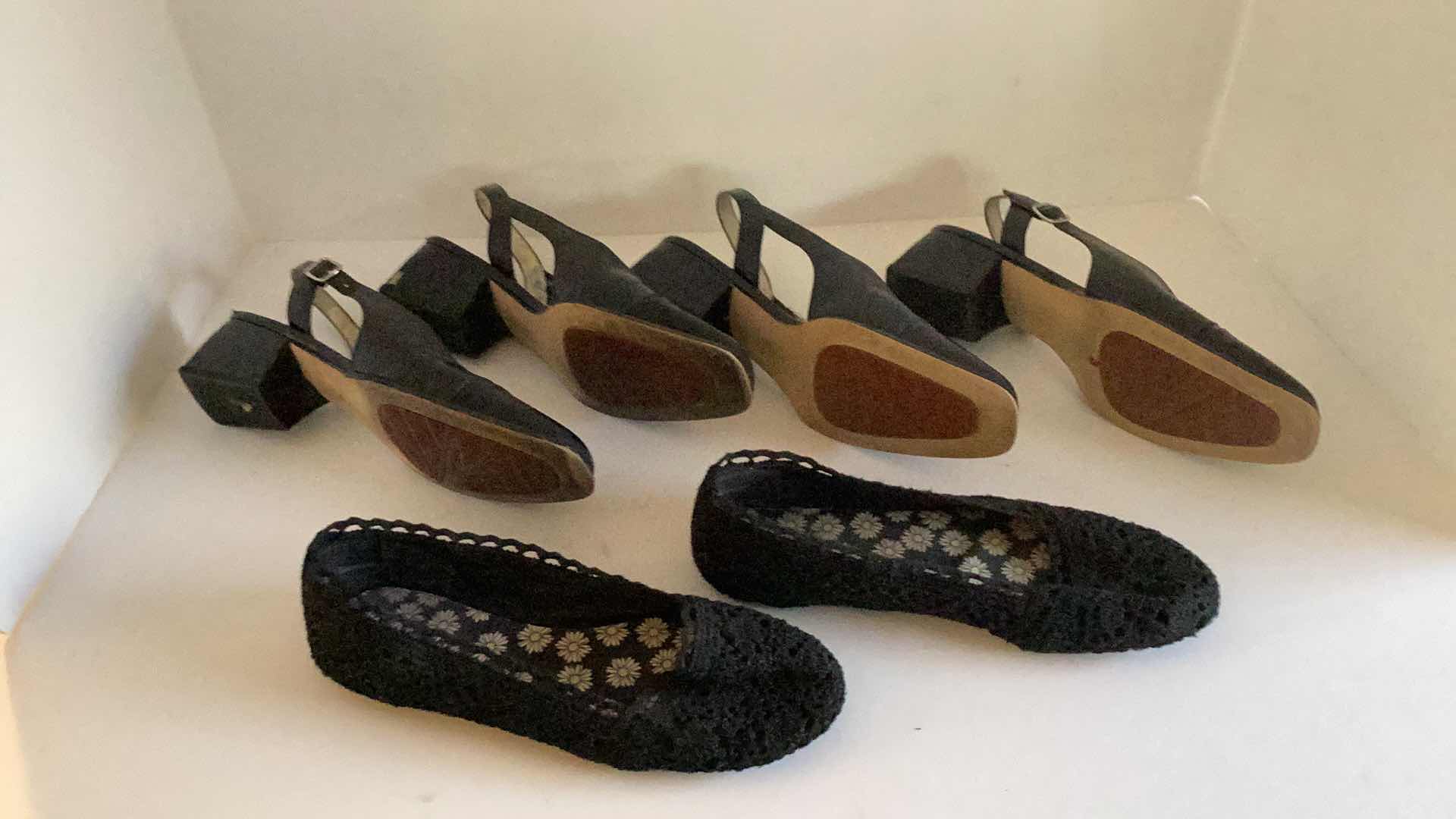 Photo 1 of TWO PAIRS CARESSA WOMENS DRESS SHOES SIZE 7M AND WOVEN SLIPPERS