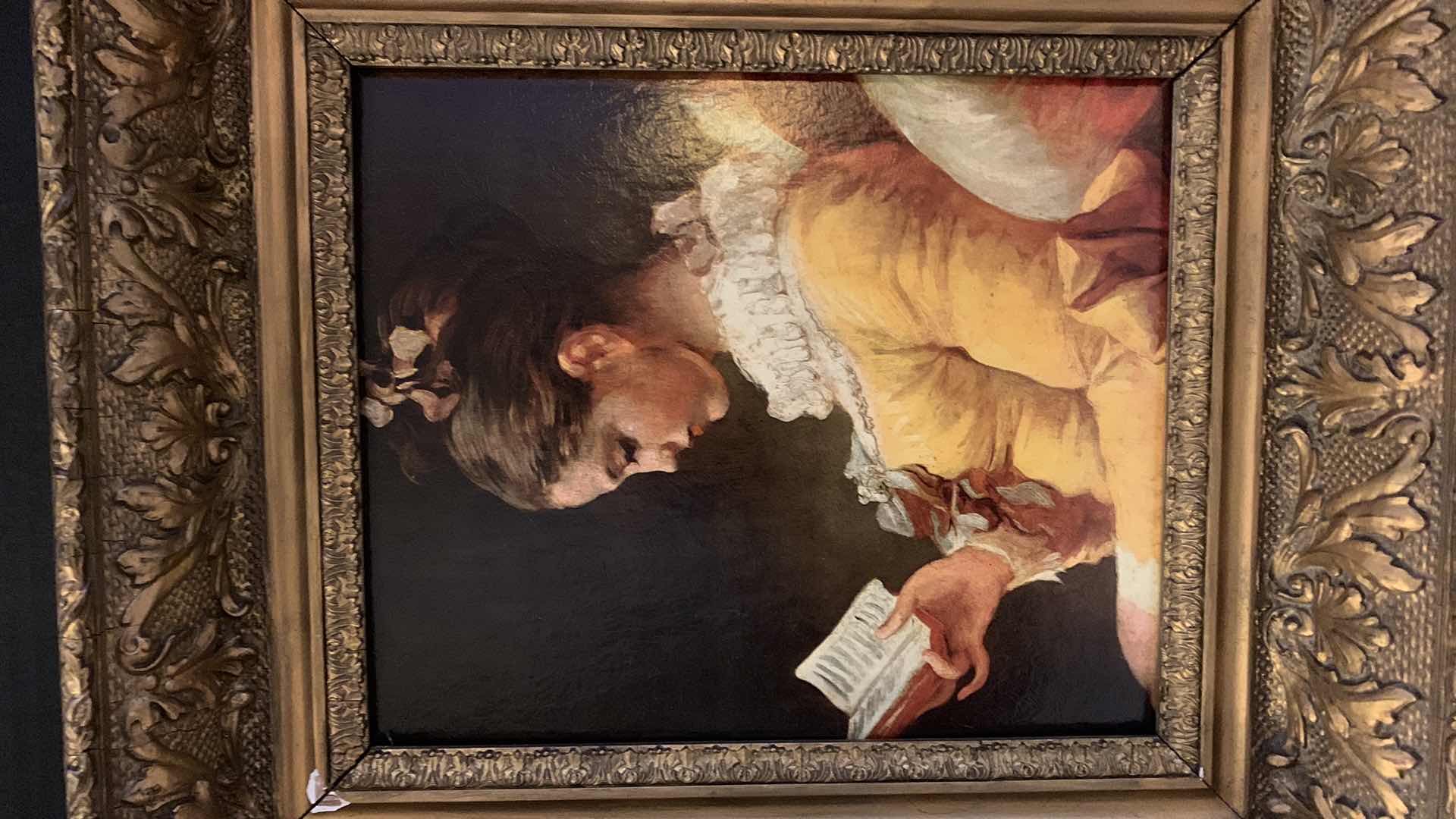 Photo 1 of ARTWORK, YOUNG GIRL READING BY FRAGONARD 11” x 14” in ORNATE WOOD FRAME