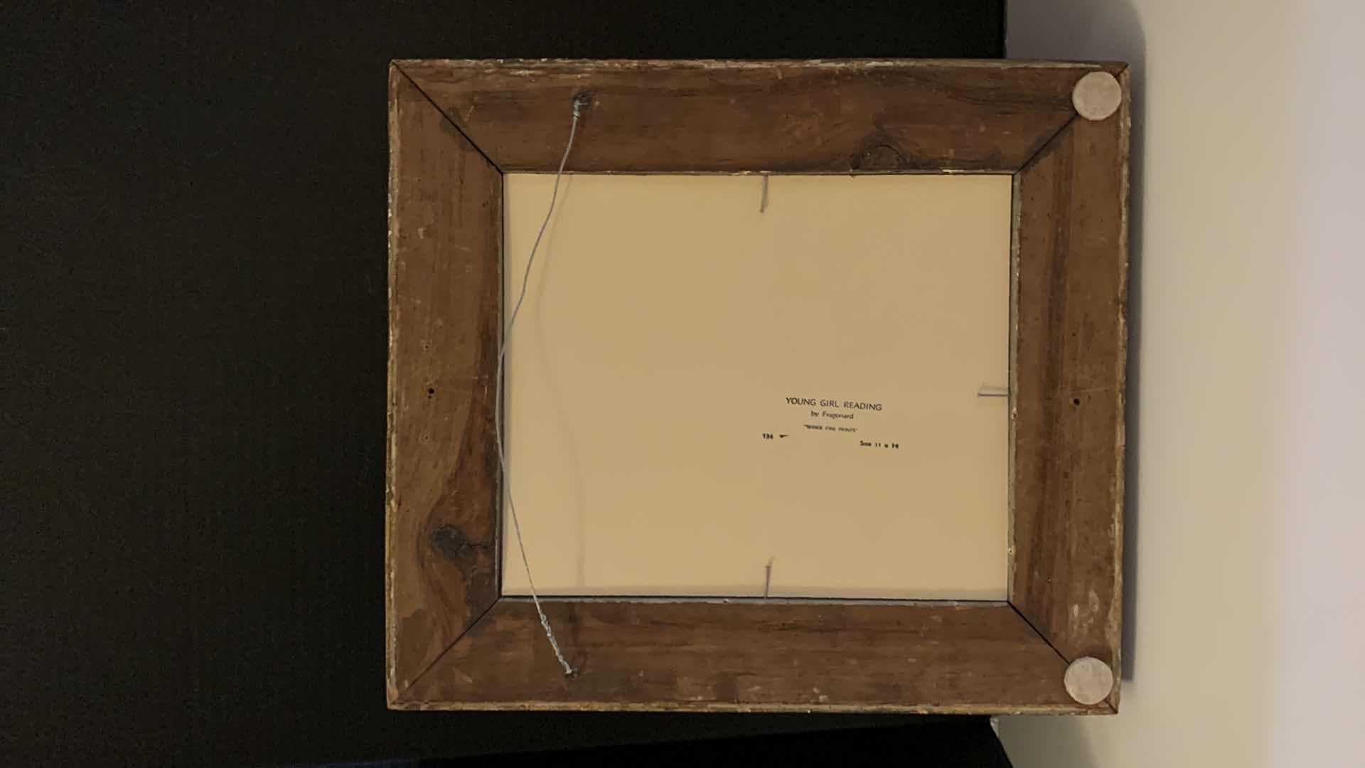 Photo 1 of ARTWORK, YOUNG GIRL READING BY FRAGONARD 11” x 14” in ORNATE WOOD FRAME