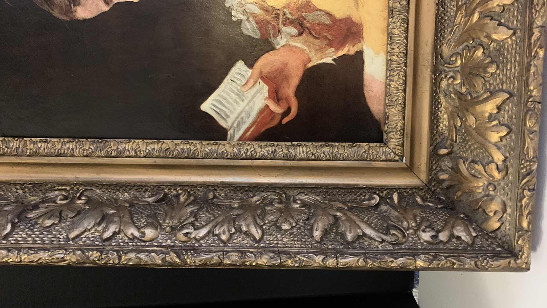 Photo 1 of ARTWORK, YOUNG GIRL READING BY FRAGONARD 11” x 14” in ORNATE WOOD FRAME