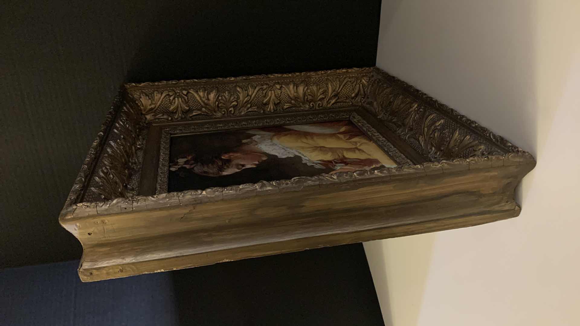 Photo 1 of ARTWORK, YOUNG GIRL READING BY FRAGONARD 11” x 14” in ORNATE WOOD FRAME