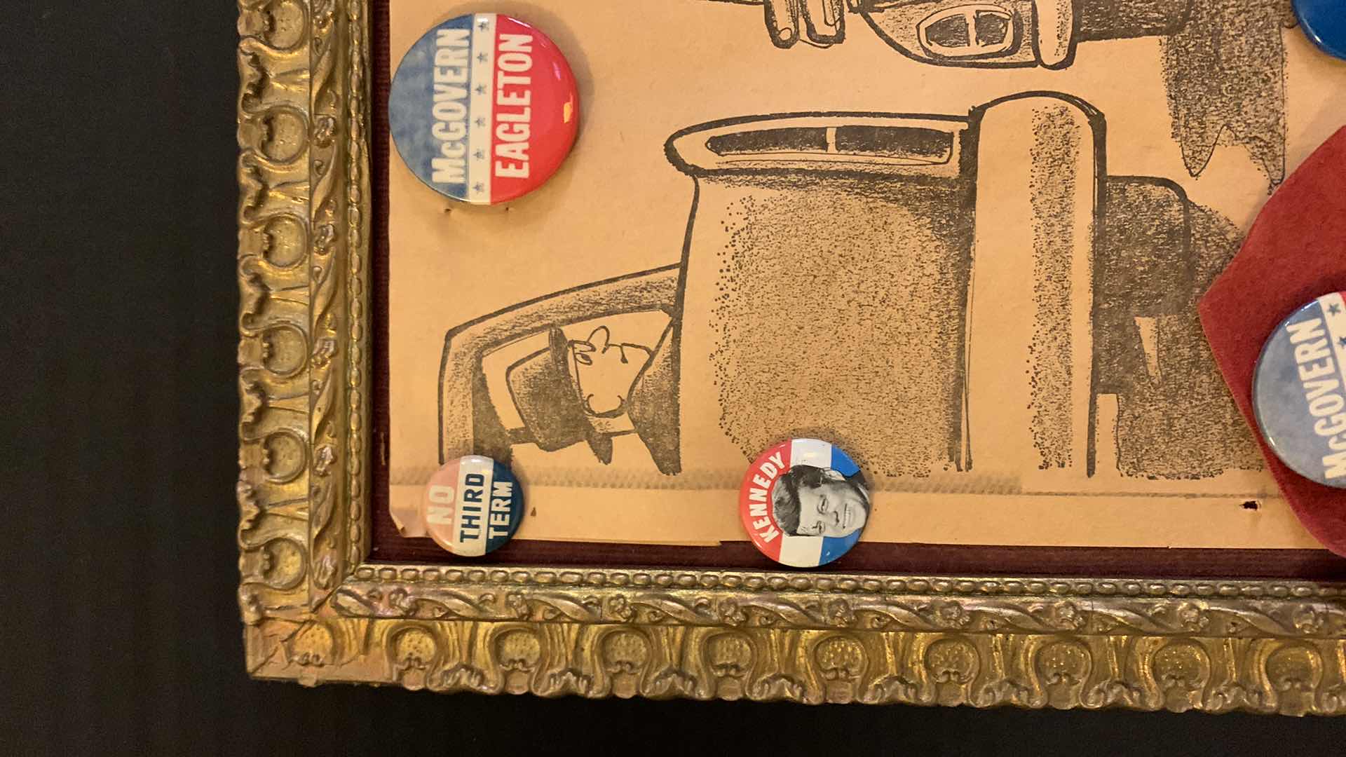 Photo 1 of FRAMED AND MOUNTED COLLECTIBLE POLITICAL PINS