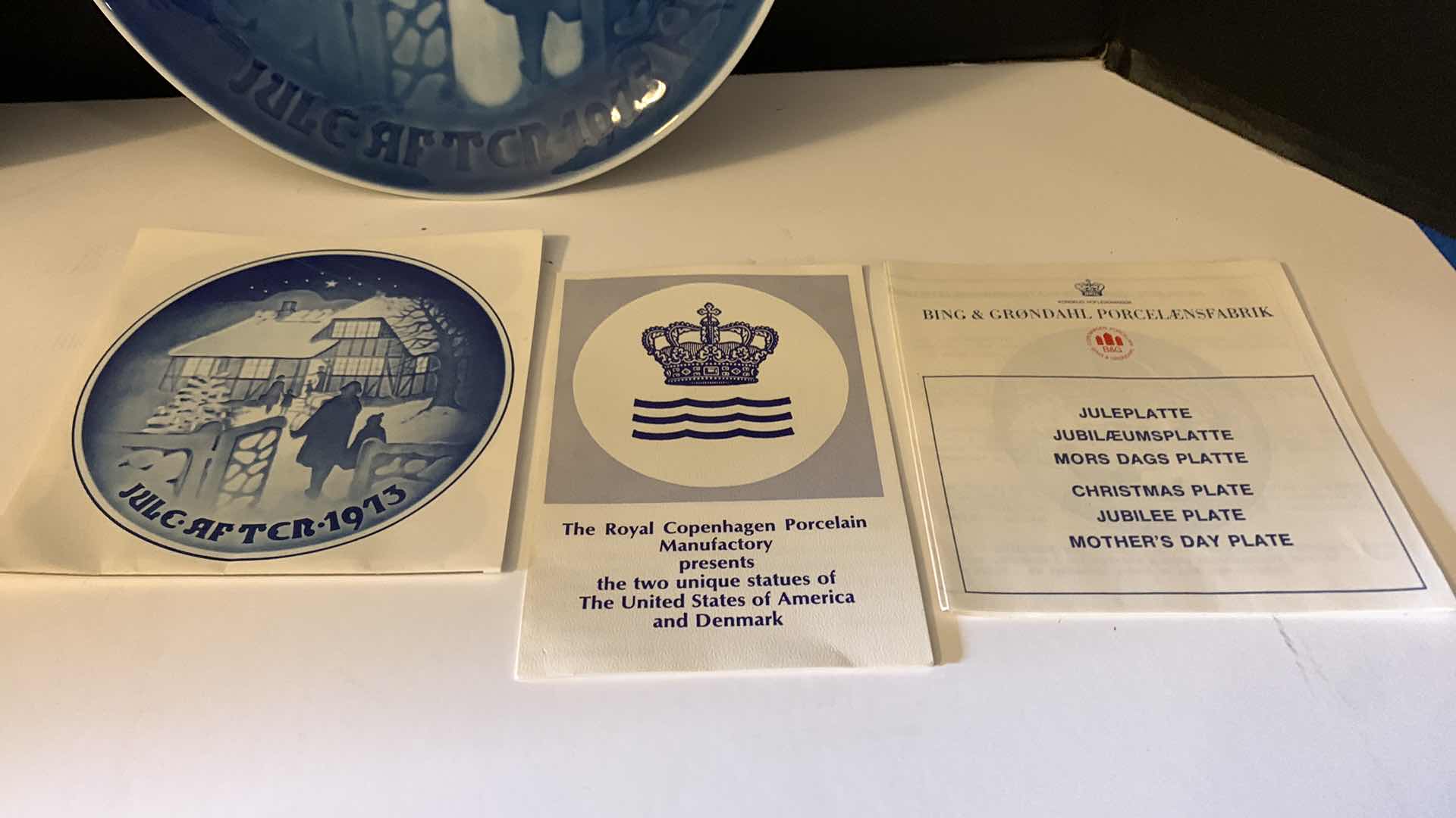 Photo 1 of 2 - COLLECTIBLE COPENHAGEN PORCELAIN PLATES, B&G