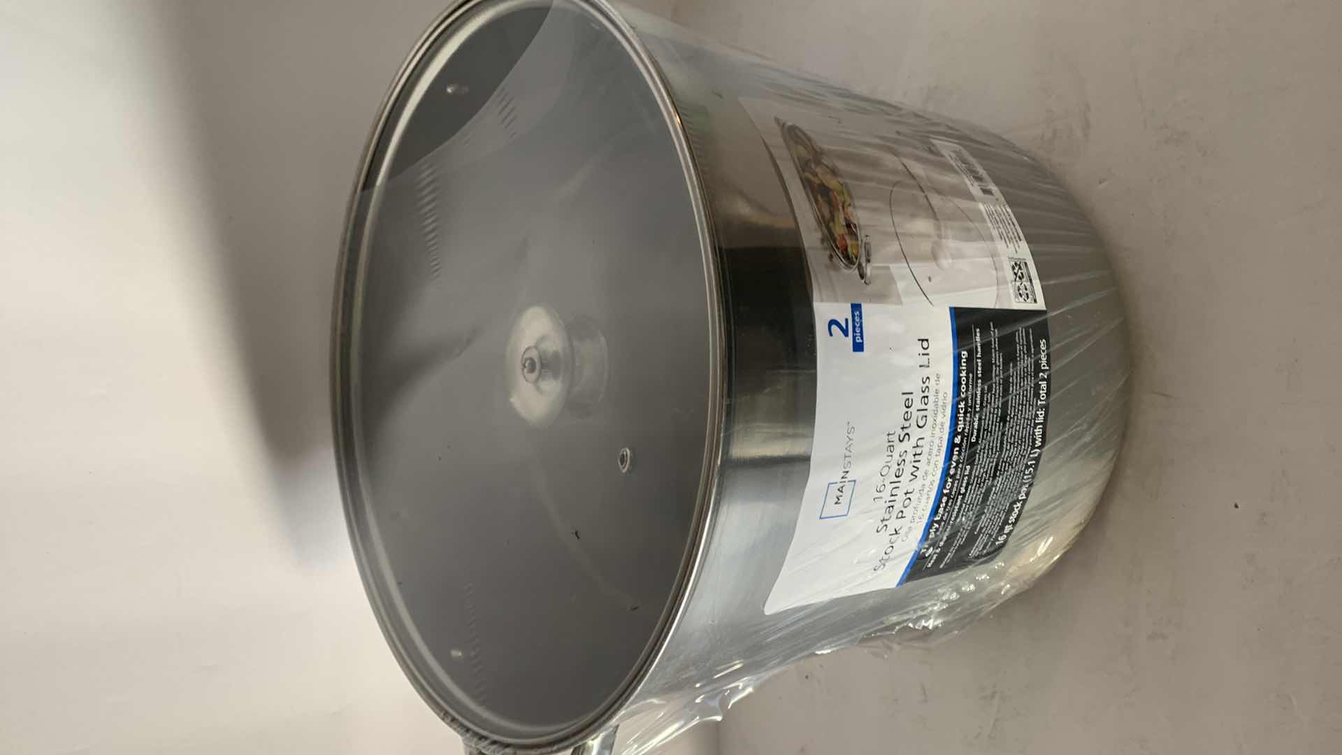Photo 1 of MAINSTAYS 16-QUART STAINLESS STEEL STOCK POT WITH GLASS LID