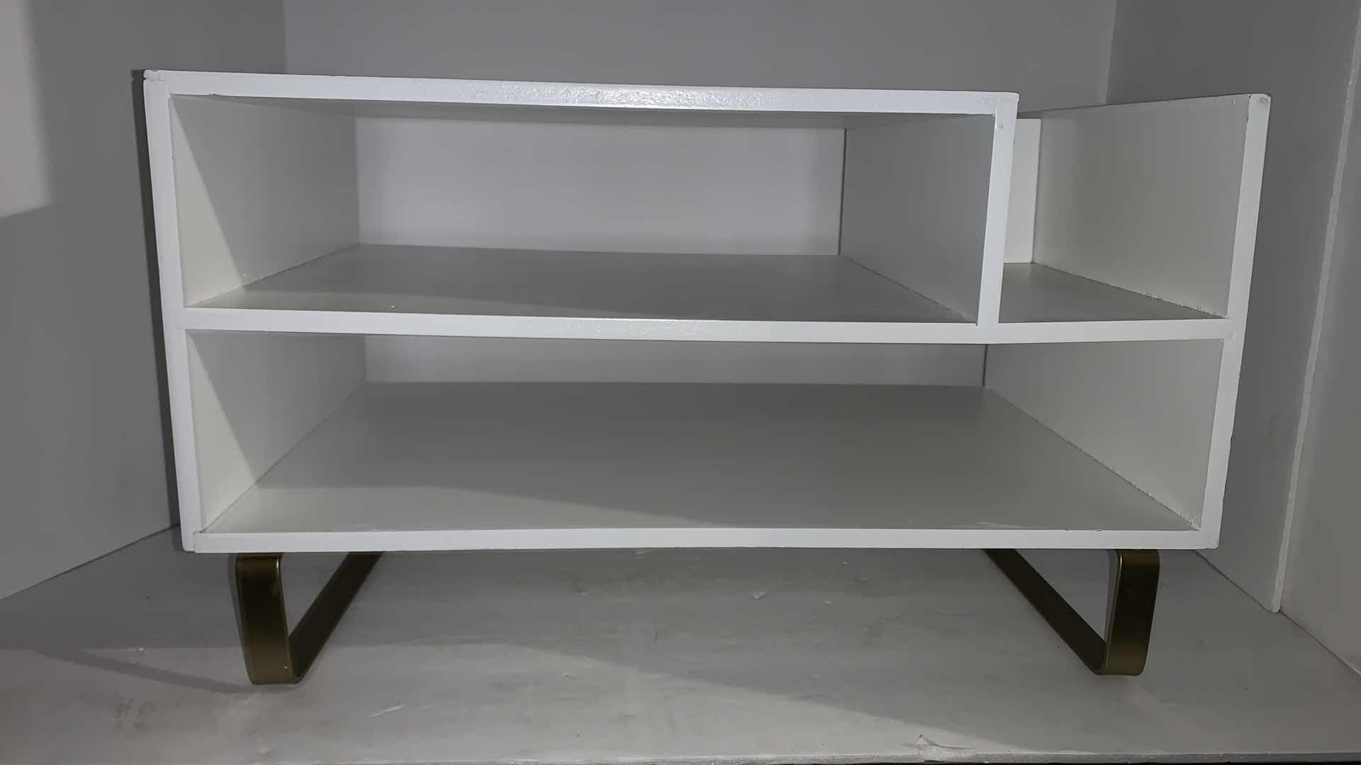 Photo 1 of CONTEMPORARY DESK ORGANIZER, WHITE WITH GOLD LEGS