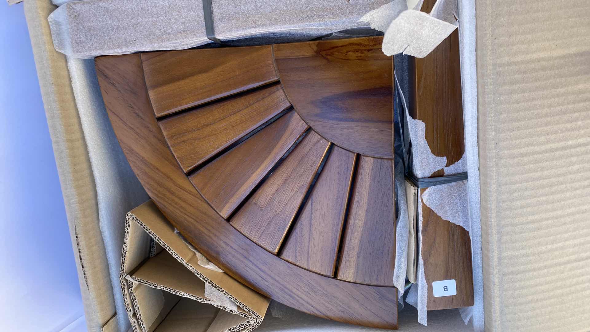 Photo 1 of 12" TEAK SHOWER FOOT STOOL, ASSEMBLY REQUIRED