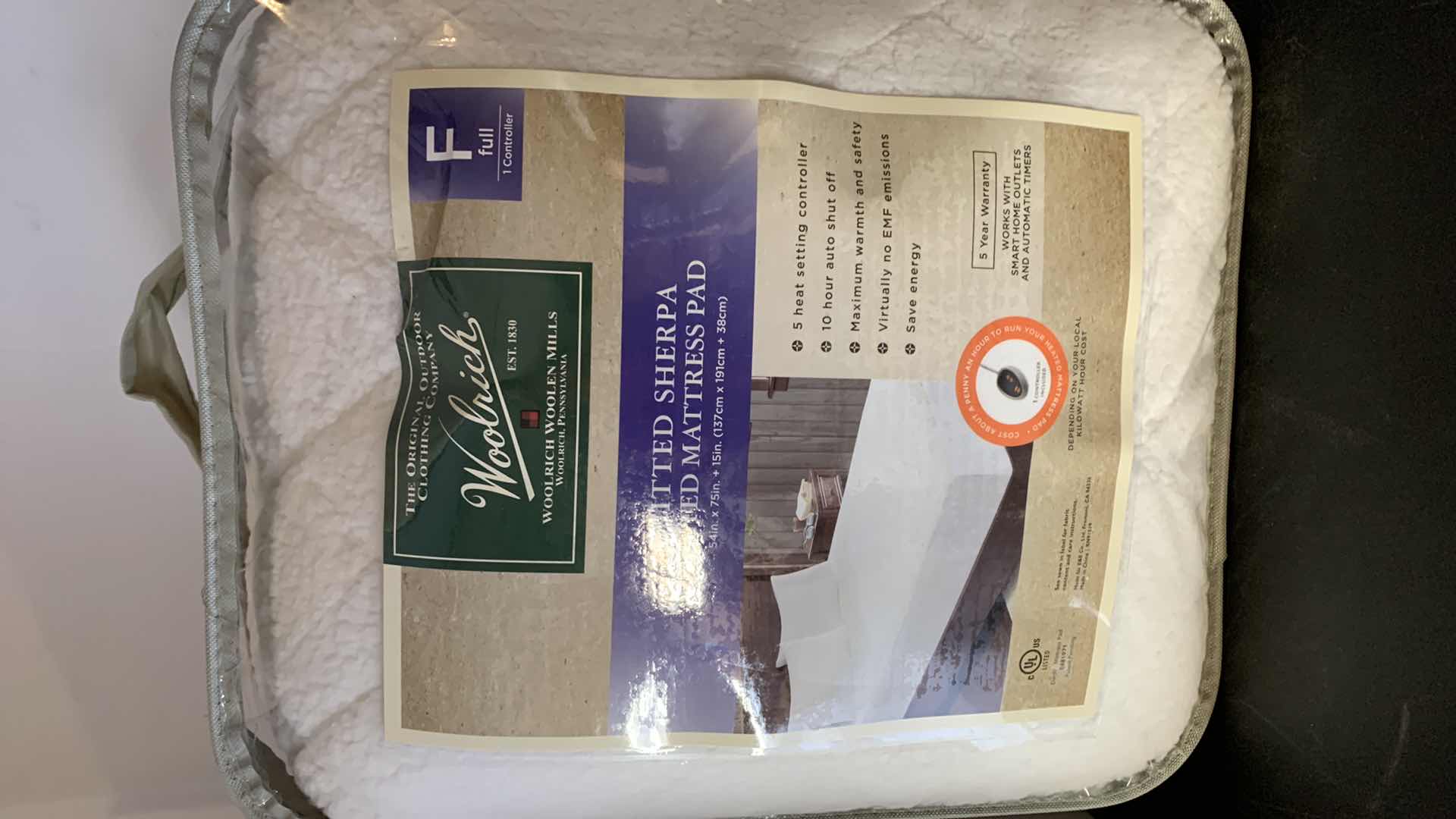 Photo 1 of WOOLRICH KNITTED SHERPA HEATED MATTRESS PAD, FULL SIZE