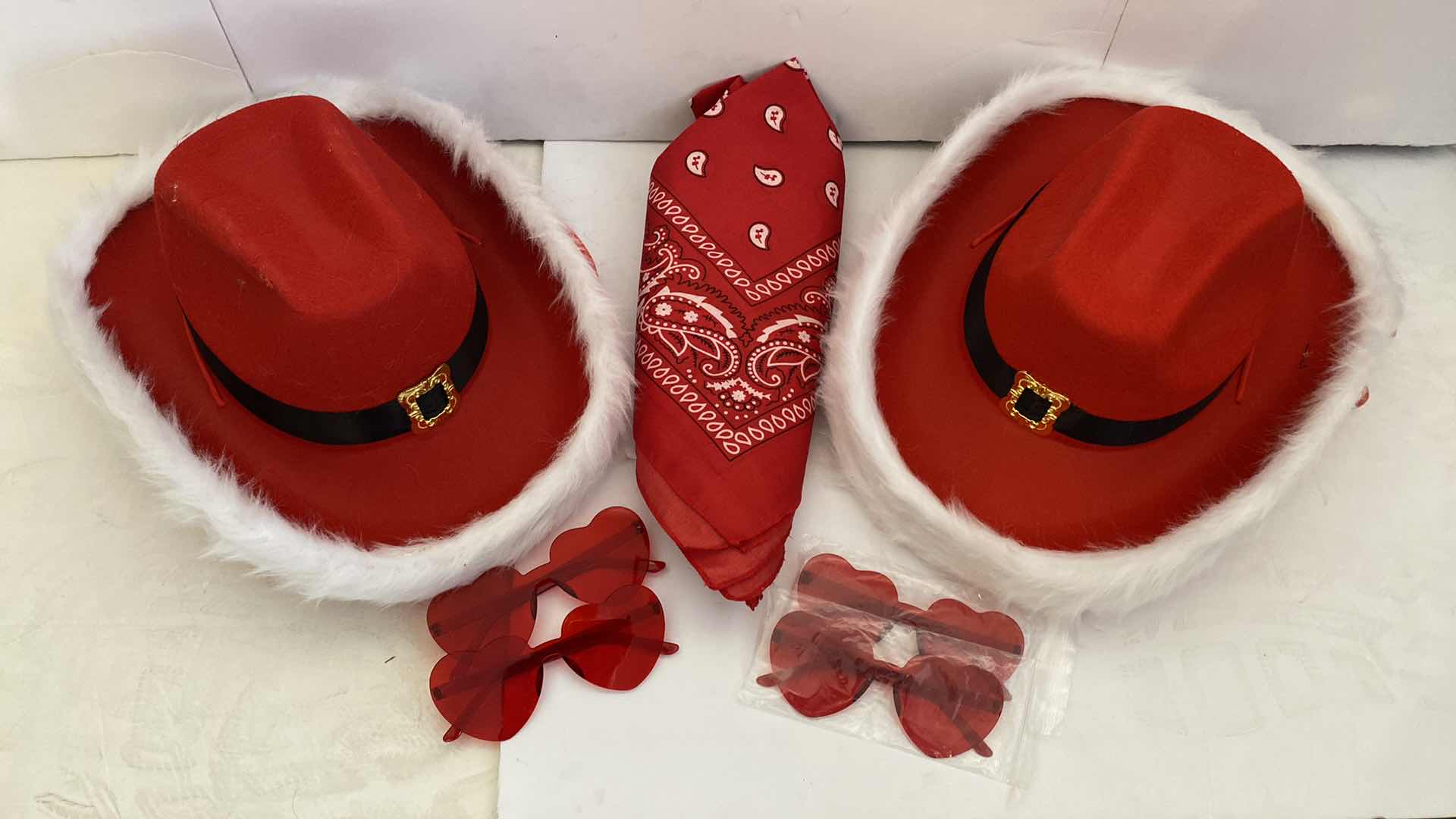 Photo 1 of 18 PIECE ASSORTMENT - 7 HATS,  7 BANDANNAS AND 4 GLASSES ADULT SIZE