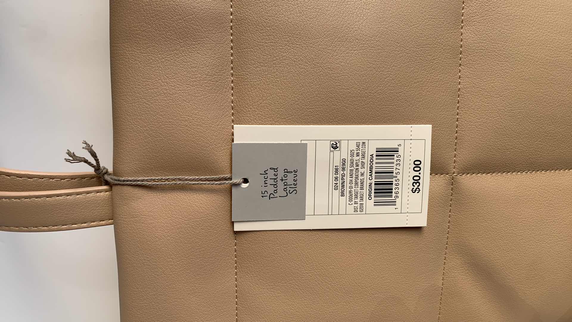 Photo 2 of A NEW DAY, 15 INCH PADDED LAPTOP SLEEVE, TAN $30