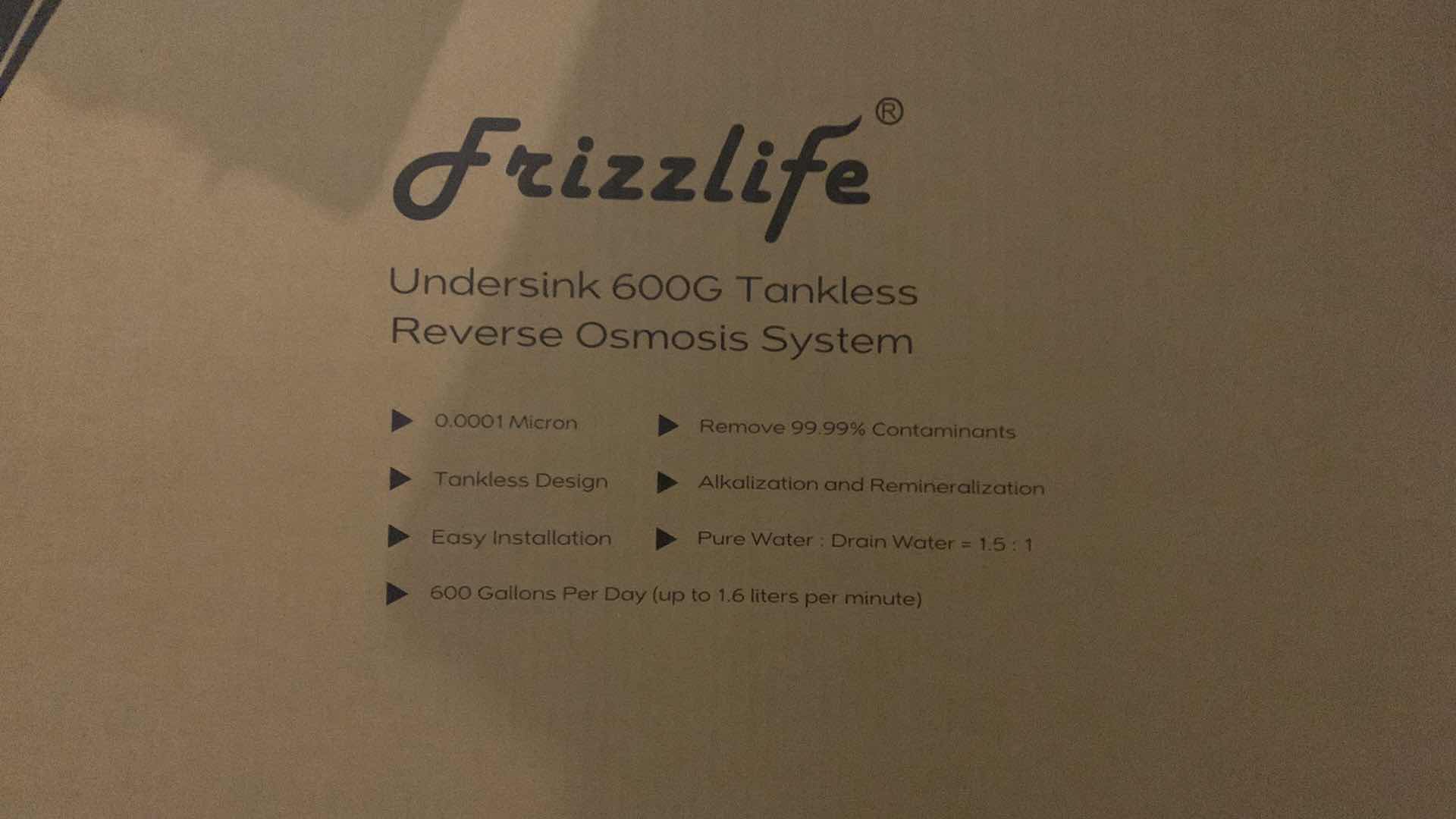 Photo 1 of FRIZZLIFE UNDERSINK 600G TANKLESS REVERSE OSMOSIS SYSTEM