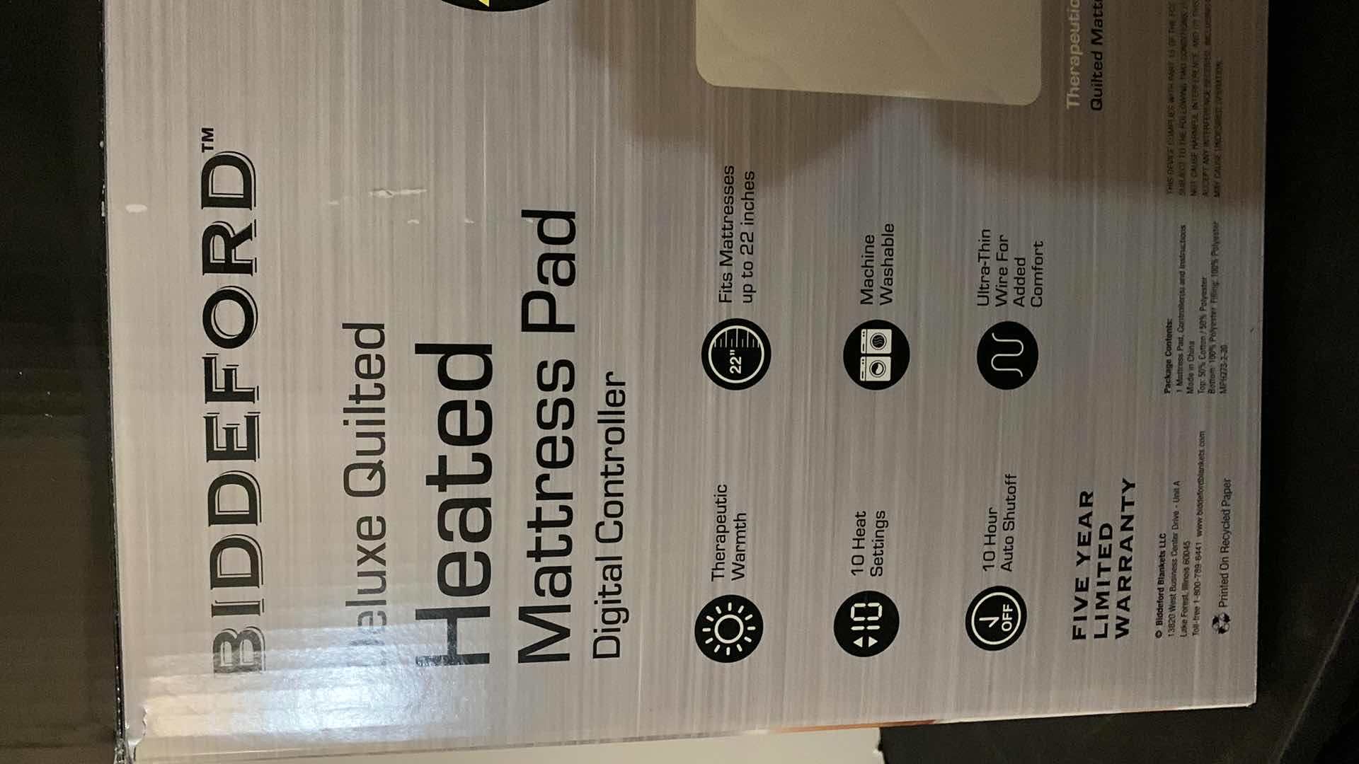 Photo 1 of BIDDEFORD DELUXE QUILTED HEATED MATTRESS PAD DIGITAL CONTROLLER