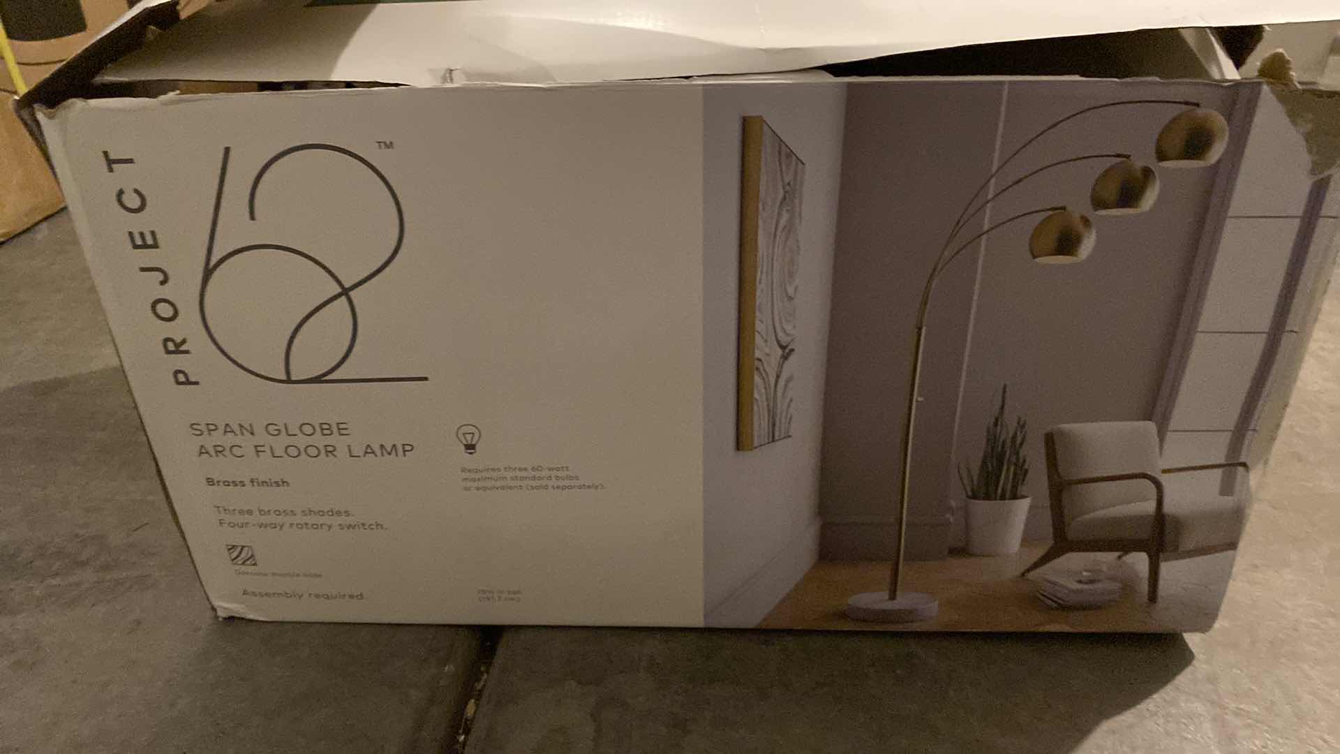Photo 1 of PROJECT 62 - SPAN 3-HEAD METAL GLOVE FLOOR LAMP BRASS

