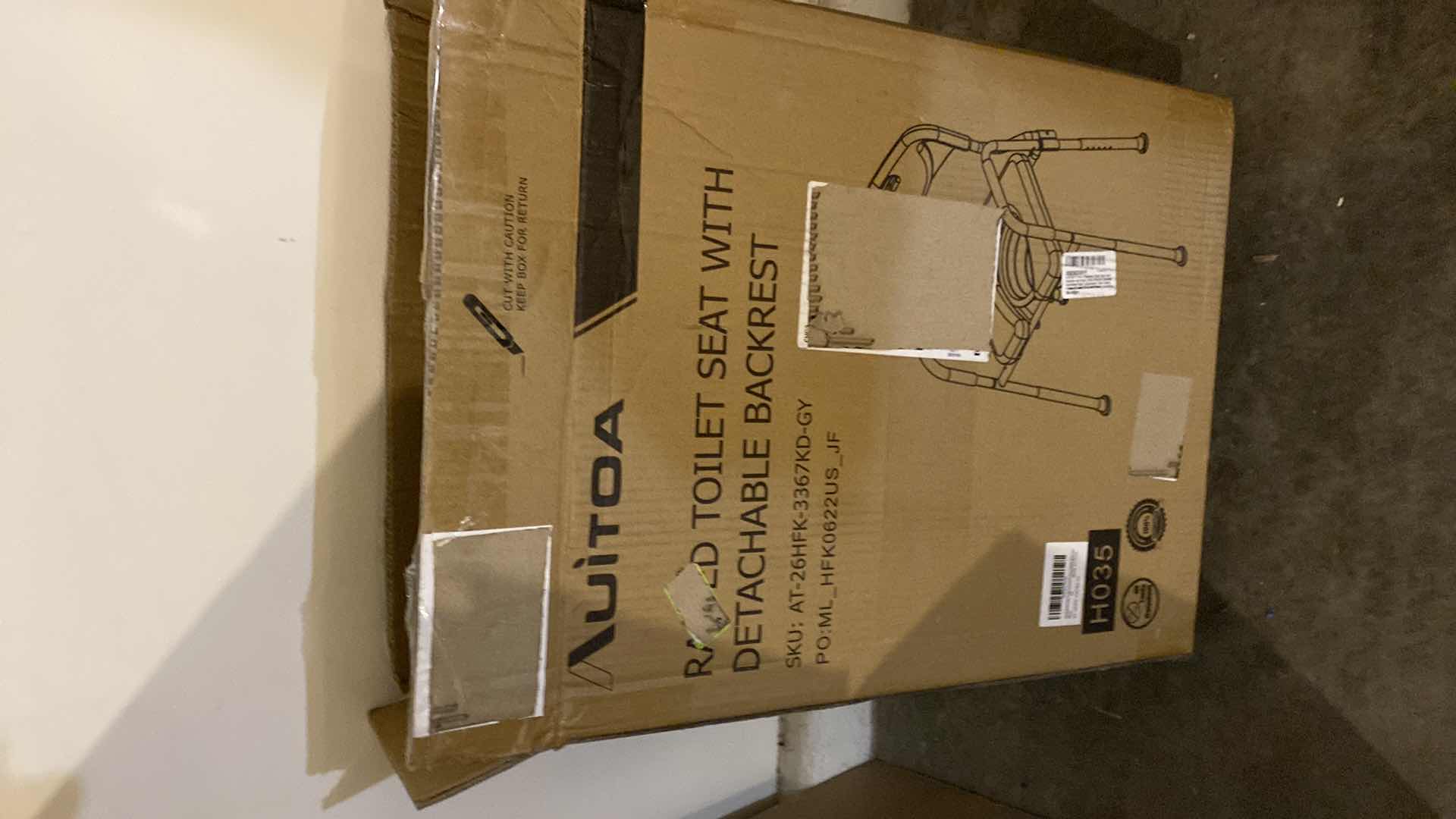 Photo 1 of AUITOA 4-in-1 RAISED TOILET SEAT WITH RAISED HANDLES AND BACK, 300lb 