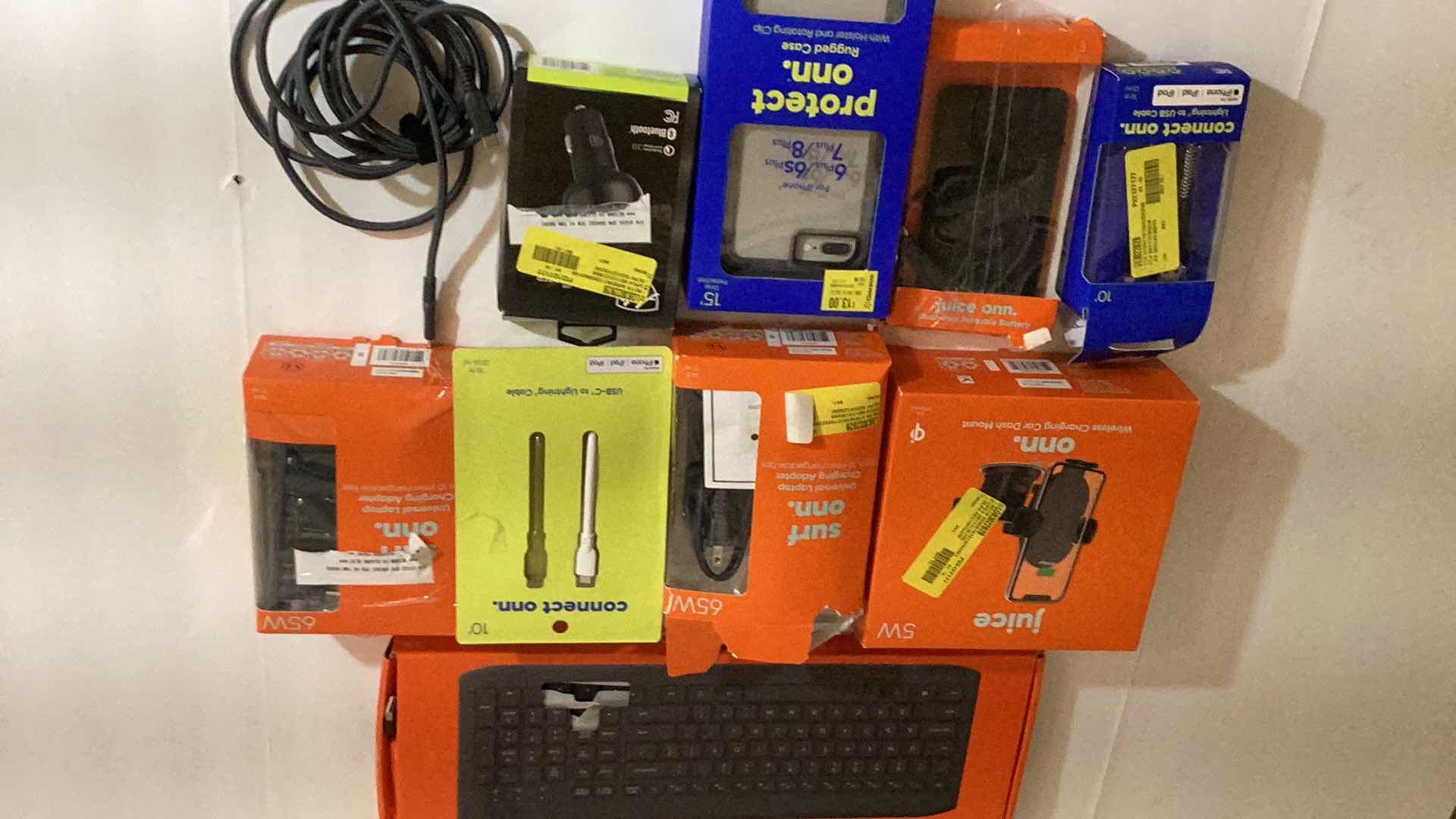 Photo 1 of 8- ELECTRONIC ITEMS: CHARGERS, KEYBOARD, CABLE, BATTERY