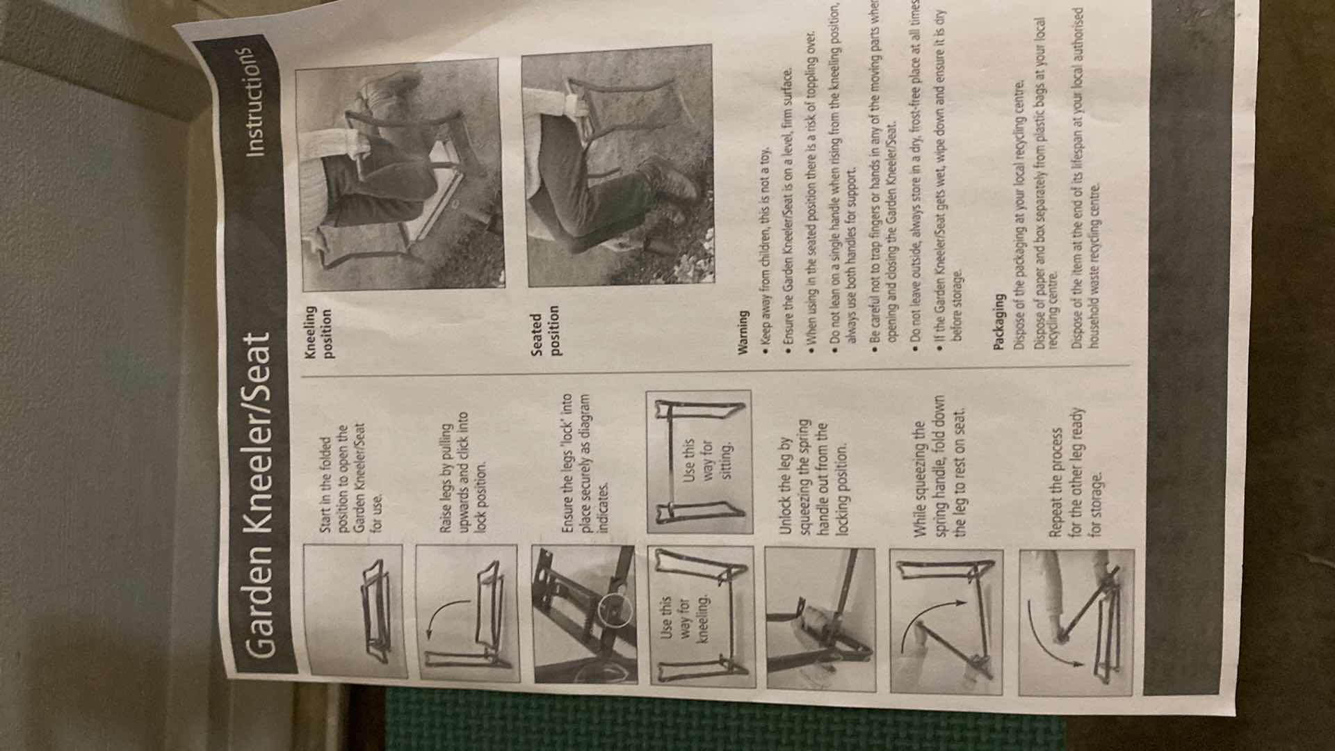 Photo 1 of GARDEN BENCH WITH GLOVES