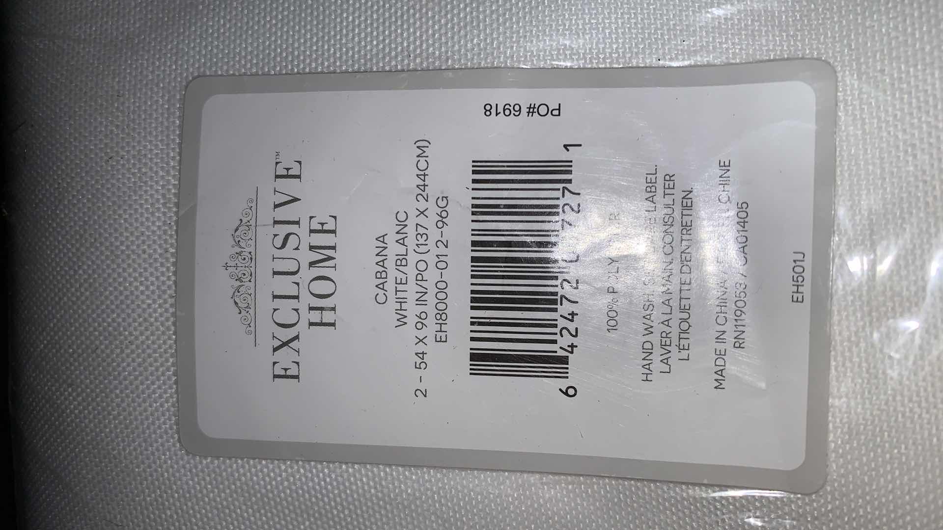 Photo 1 of 2 SETS- EXCLUSIVE HOME CABANA WHITE 2 PANELS 54” x 96”