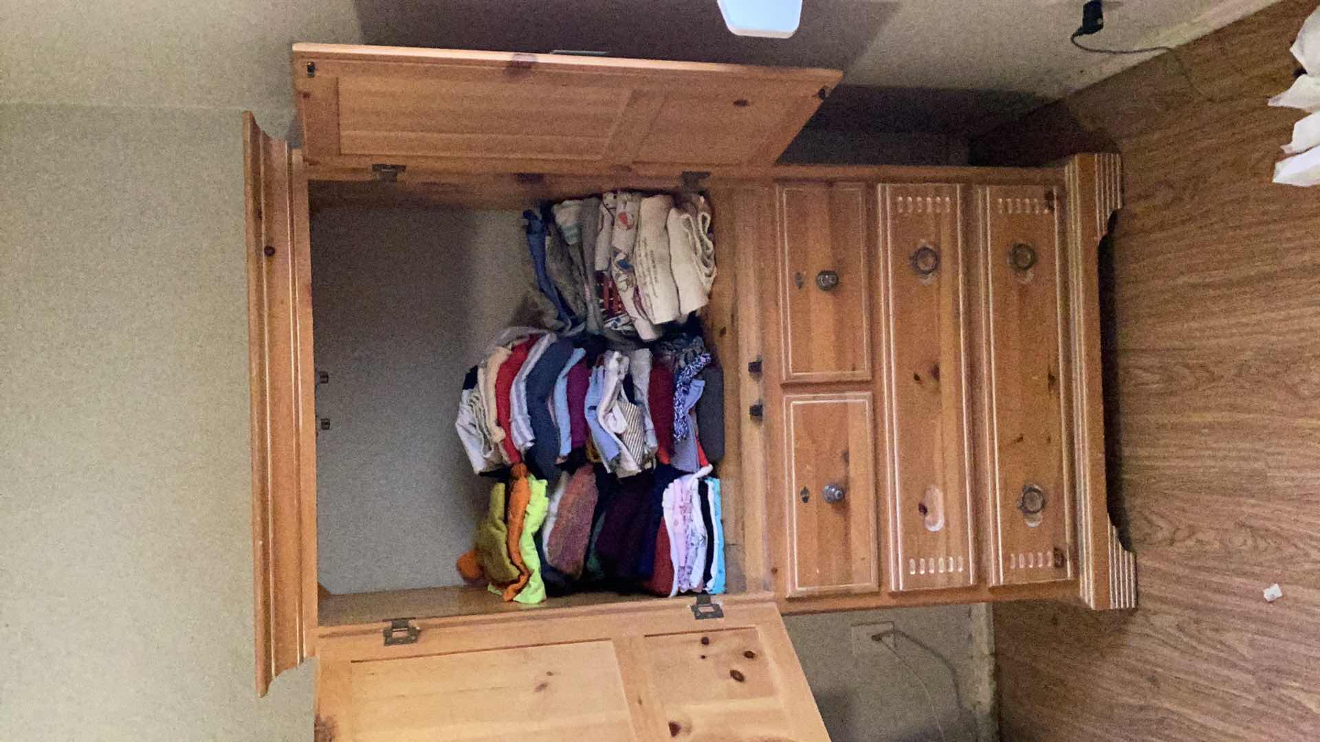 Photo 1 of ARBEK MAPLE 4 DRAWER CHEST WITH 2 SHELVES 38” X 24” H68” (CONTENTS NOT INCLUDED)