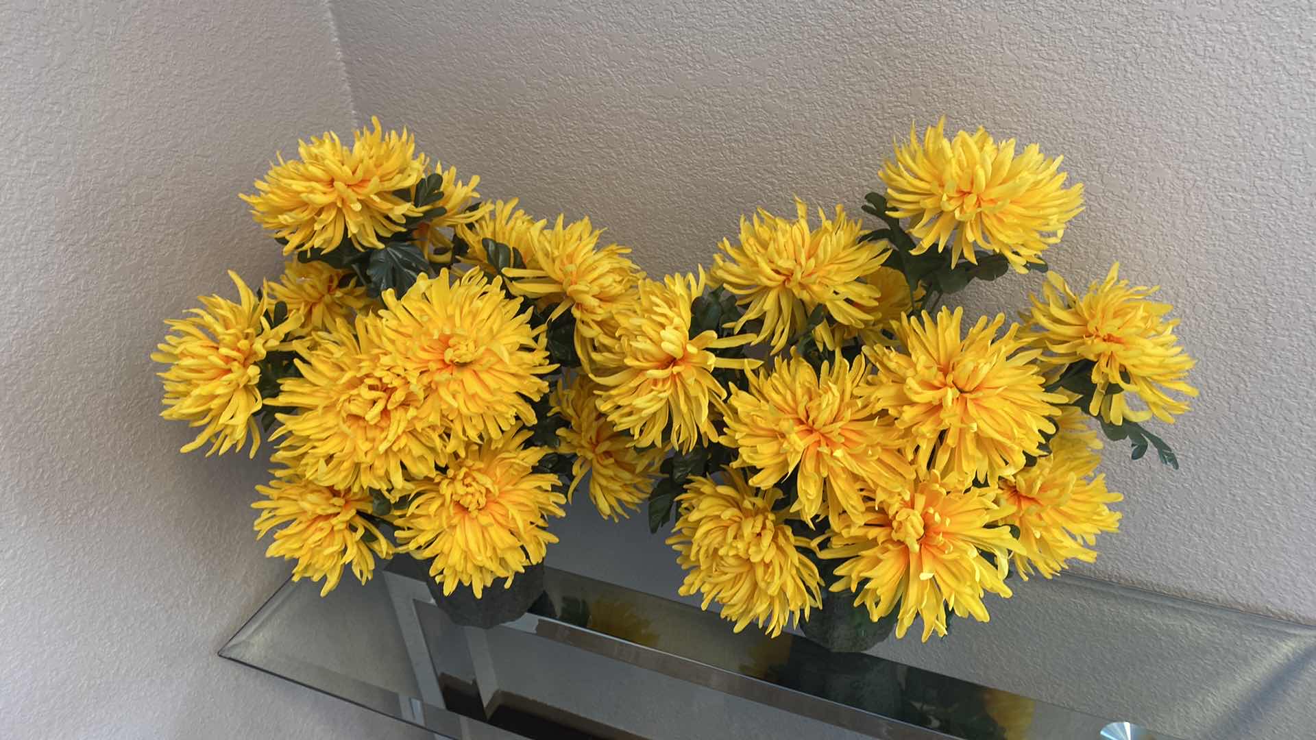 Photo 1 of PAIR OF FAUX CHRYSANTHEMUMS H24”