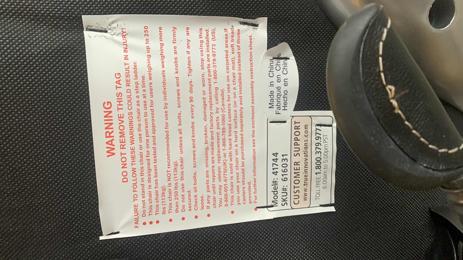 Photo 1 of TRUE INNOVATIONS BLACK BONDED LEATHER ADJUSTABLE ROTATING EXECUTIVE OFFICE CHAIR w WHEELS