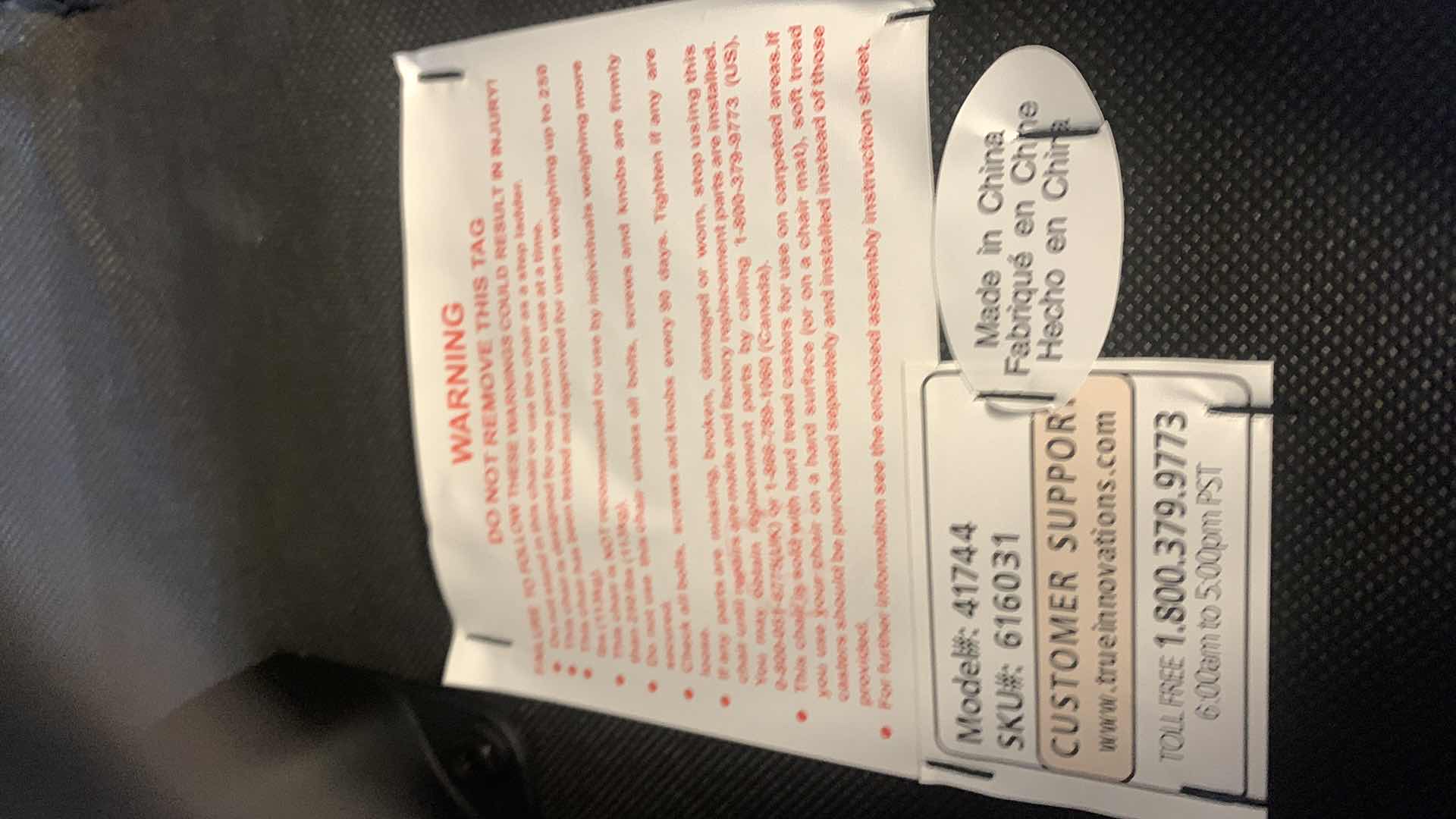 Photo 1 of TRUE INNOVATIONS BLACK BONDED LEATHER ADJUSTABLE ROTATING EXECUTIVE OFFICE CHAIR w WHEELS