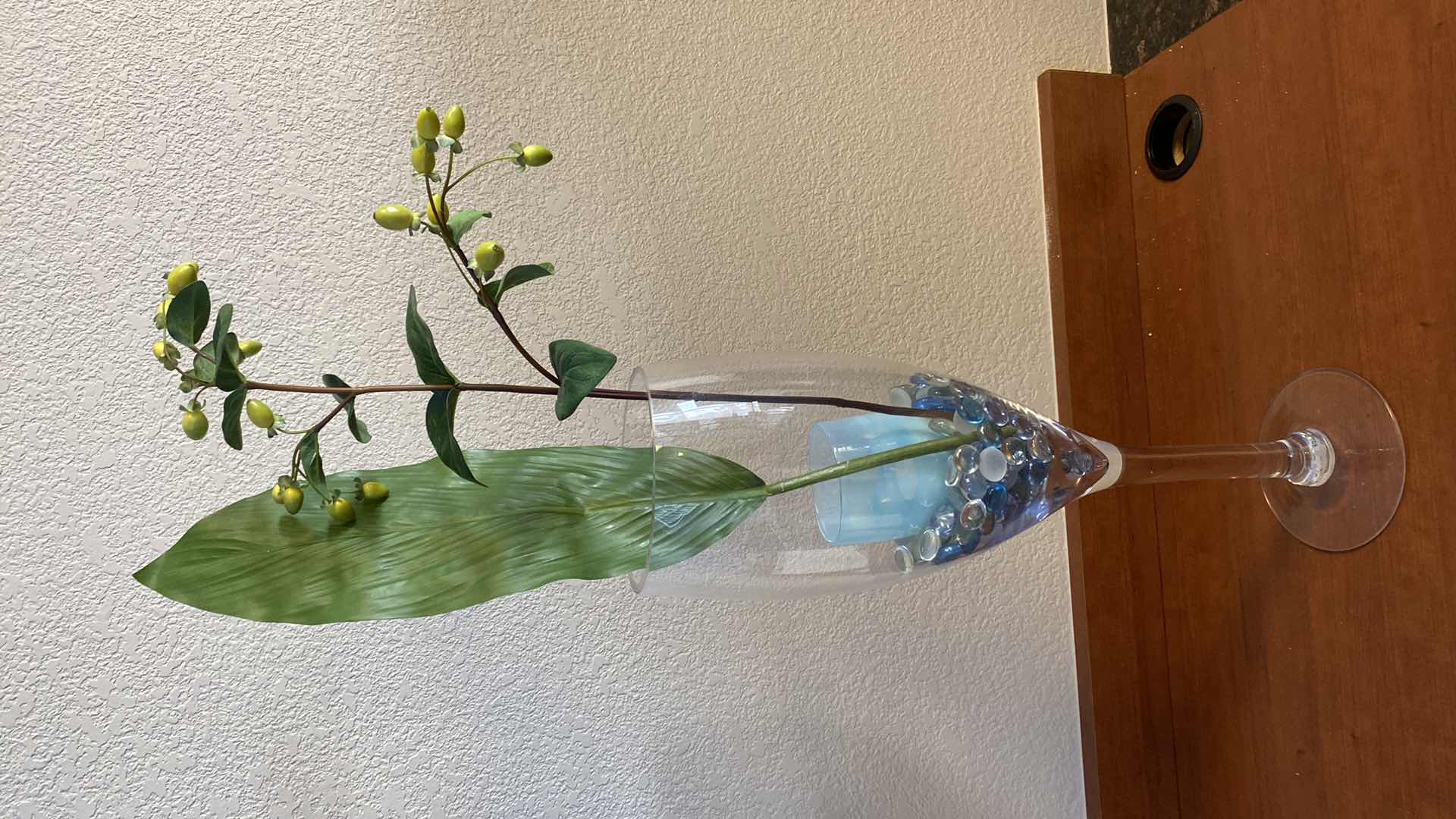 Photo 1 of OVERSIZED CHAMPAGNE GLASS H20” WITH GLASS BEADS AND FLORAL