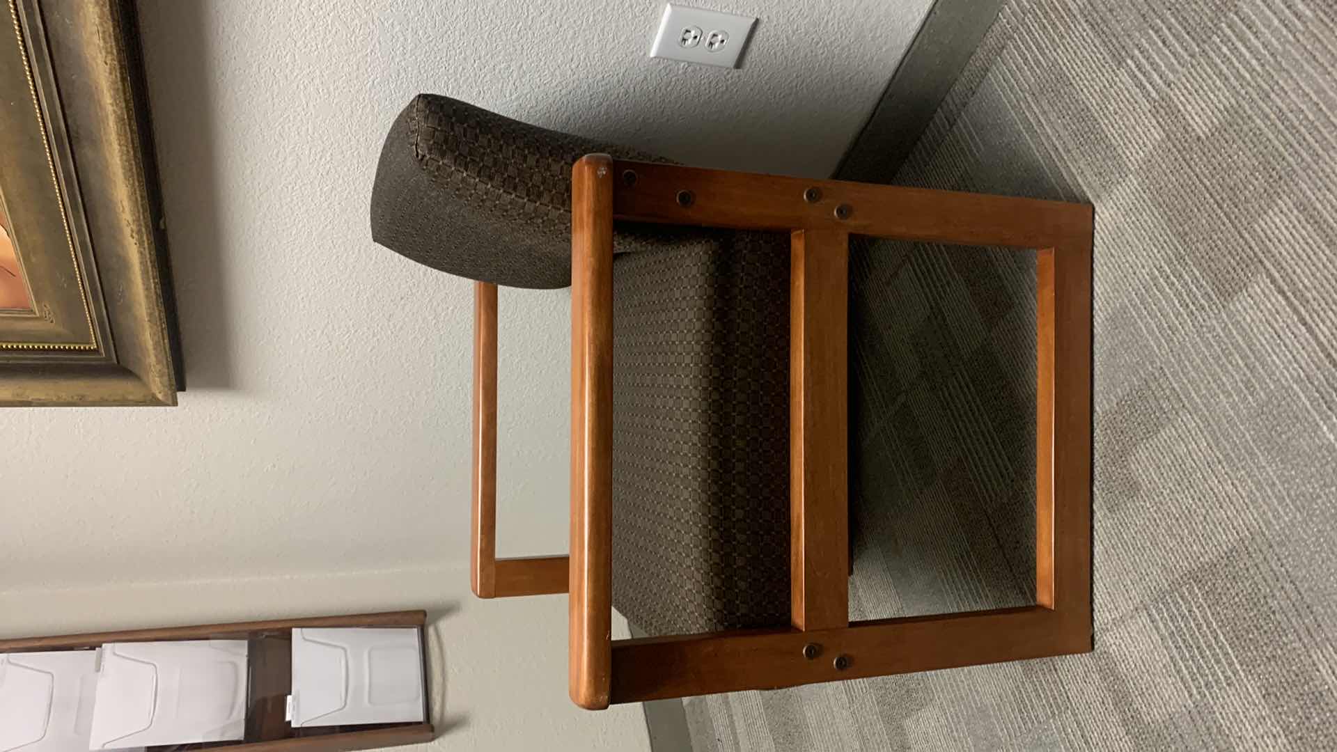 Photo 1 of WOOD CUBE (CHESTNUT COGNAC MAPLE) OFFICE OCCASIONAL CHAIR WITH PADDED FABRIC SEAT AND BACK