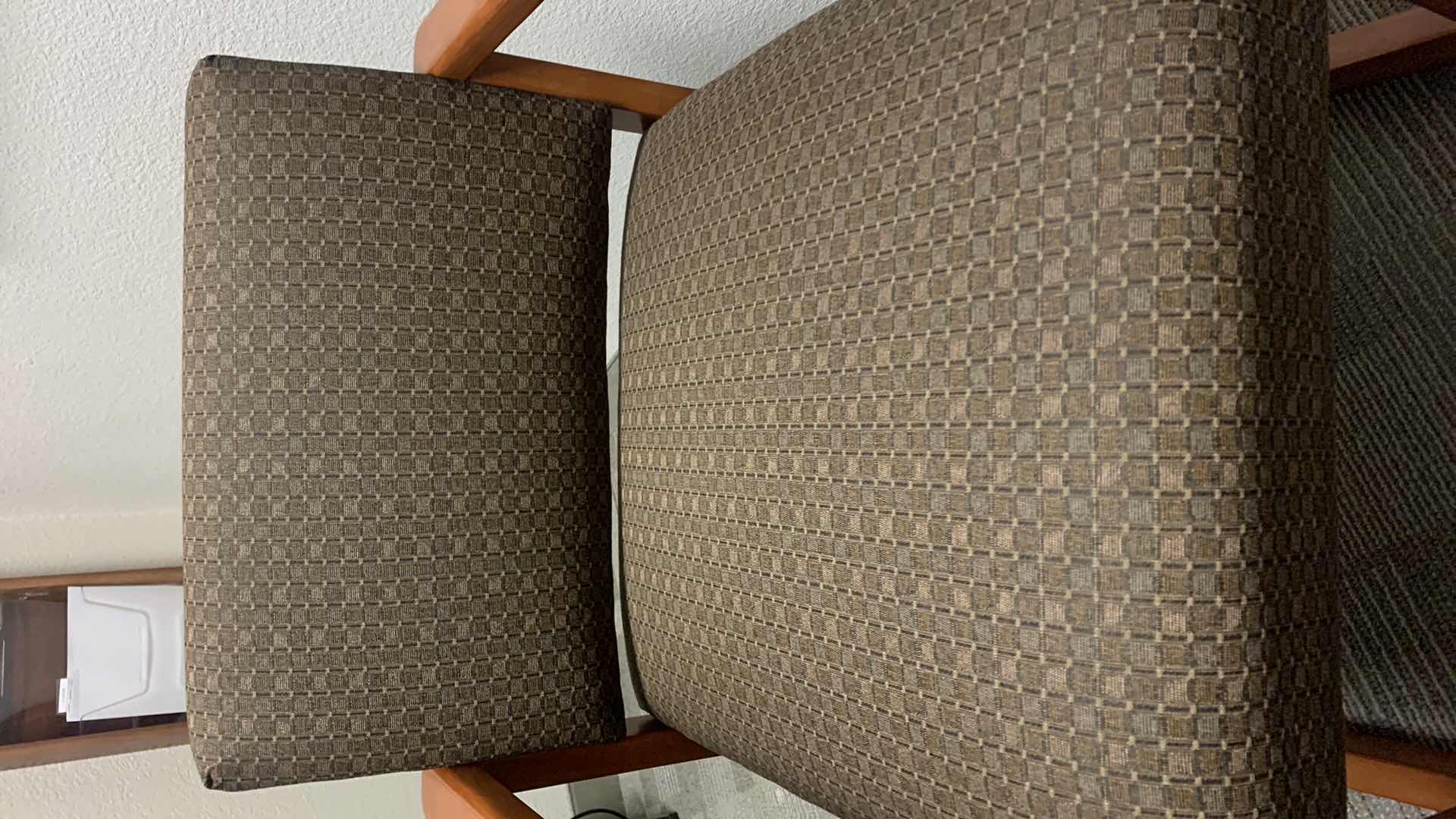 Photo 1 of WOOD CUBE (CHESTNUT COGNAC MAPLE) OFFICE OCCASIONAL CHAIR WITH PADDED FABRIC SEAT AND BACK