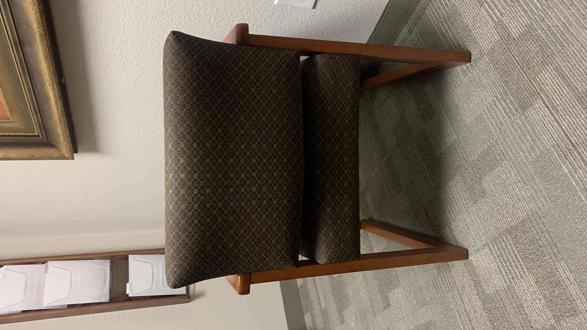 Photo 1 of WOOD CUBE (CHESTNUT COGNAC MAPLE) OFFICE OCCASIONAL CHAIR WITH PADDED FABRIC SEAT AND BACK