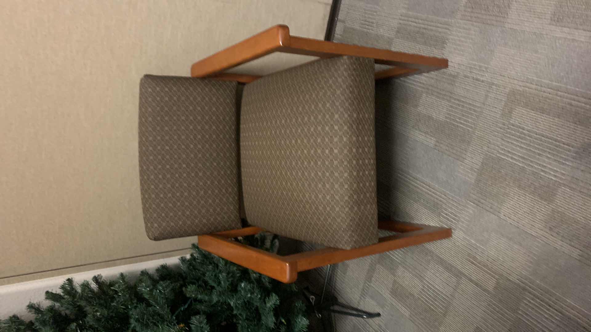 Photo 1 of WOOD CUBE (CHESTNUT COGNAC MAPLE) OFFICE OCCASIONAL CHAIR WITH PADDED FABRIC SEAT AND BACK