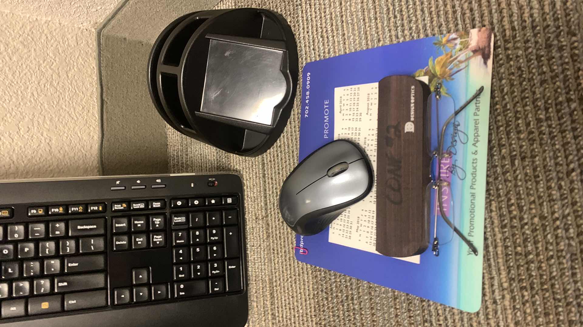 Photo 5 of OFFICE SUPPLIES -  WOOD WALL 6 SLOT FILE/PAPER ORGANIZER, LOGITECH  KEYBOARD AND MOUSE, READING GLASSES