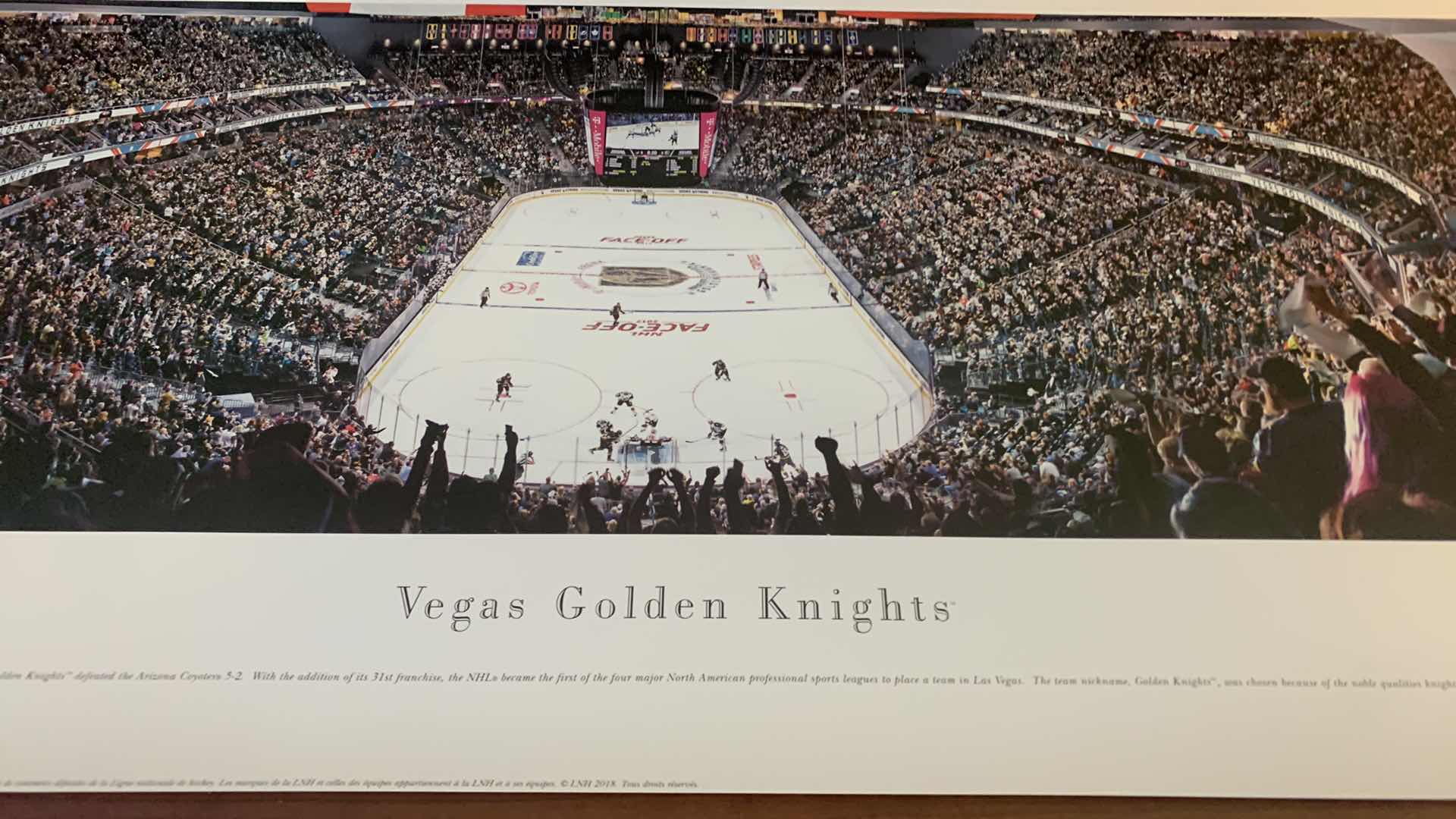 Photo 1 of GOLDEN KNIGHTS LIMITED EDITION PANORAMIC PHOTO TAKEN FIRST REGULAR SEASON HOME GAME OCT 10 2017 40” x 13.5” w COA