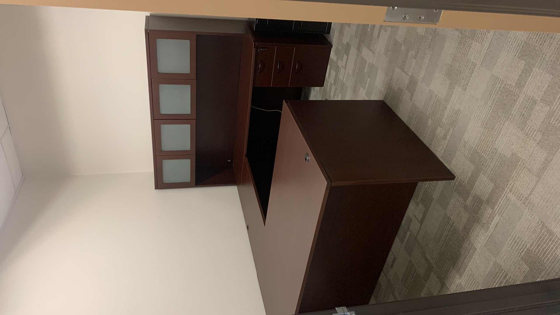 Photo 1 of CHERRYMAN 4 PIECE OFFICE EXECUTIVE OFFICE SET WITH EXECUTIVE DESK 71” x 35.5” , SIDE RETURN 42” x 24” AND DESK W HUTCH 70.5” x 23.5” x H65”