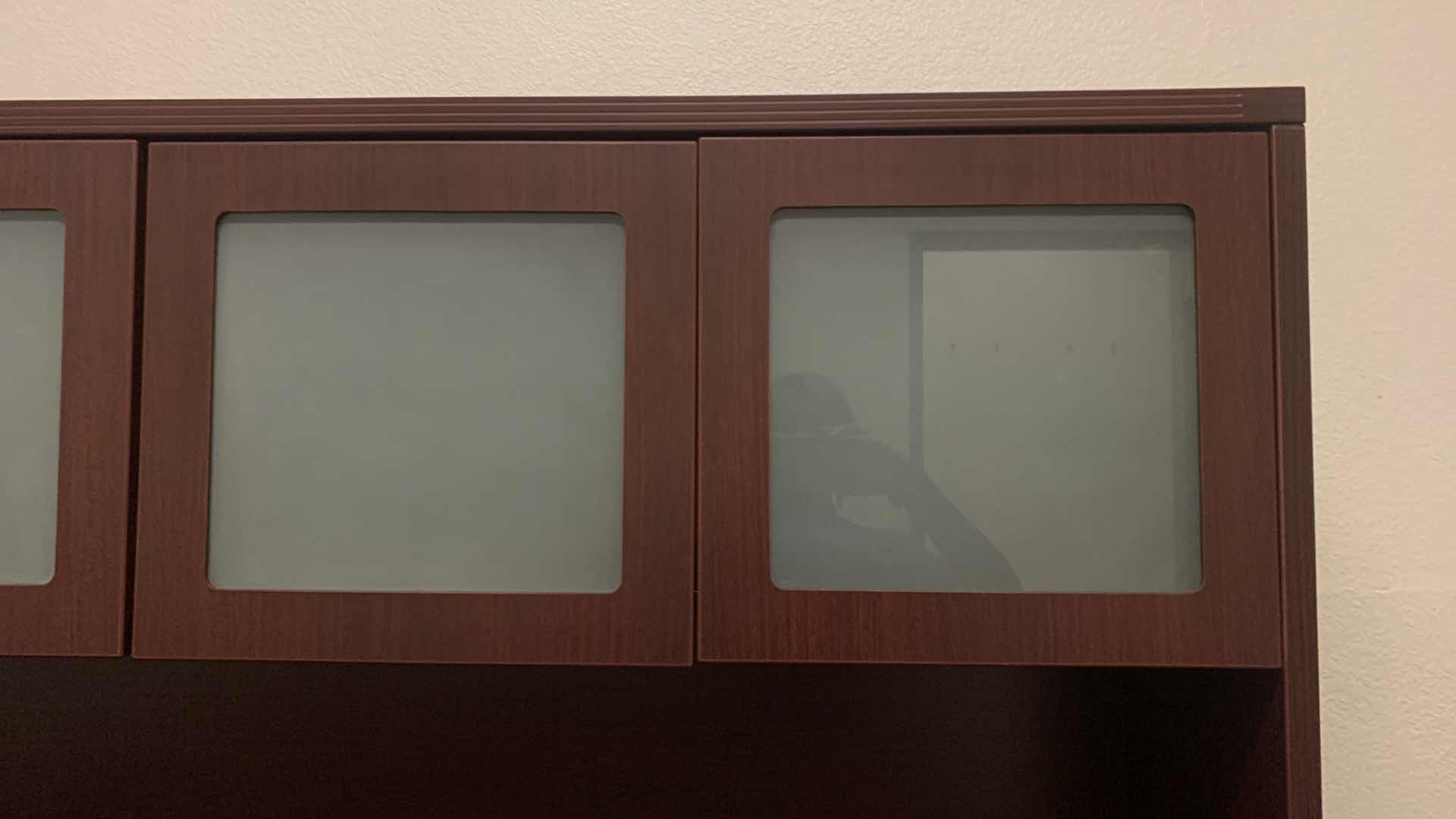 Photo 1 of CHERRYMAN 4 PIECE OFFICE EXECUTIVE OFFICE SET WITH EXECUTIVE DESK 71” x 35.5” , SIDE RETURN 42” x 24” AND DESK W HUTCH 70.5” x 23.5” x H65”