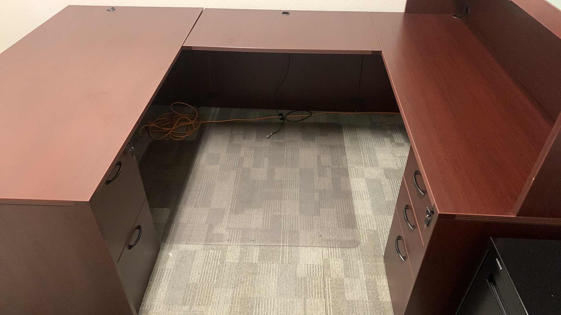 Photo 1 of CHERRYMAN 4 PIECE OFFICE EXECUTIVE OFFICE SET WITH EXECUTIVE DESK 71” x 35.5” , SIDE RETURN 42” x 24” AND DESK W HUTCH 70.5” x 23.5” x H65”