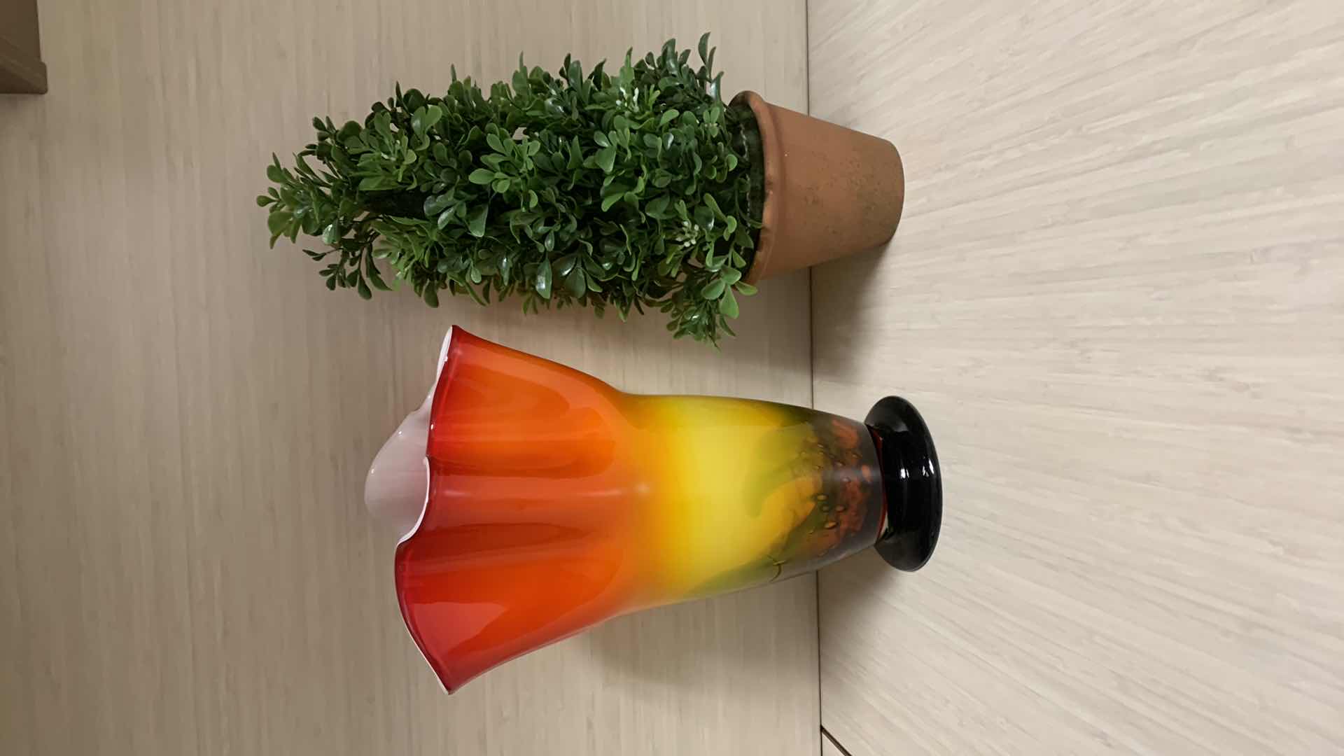 Photo 1 of 2 PIECE HOME DECOR, GLASS VASE AND TOPIARY