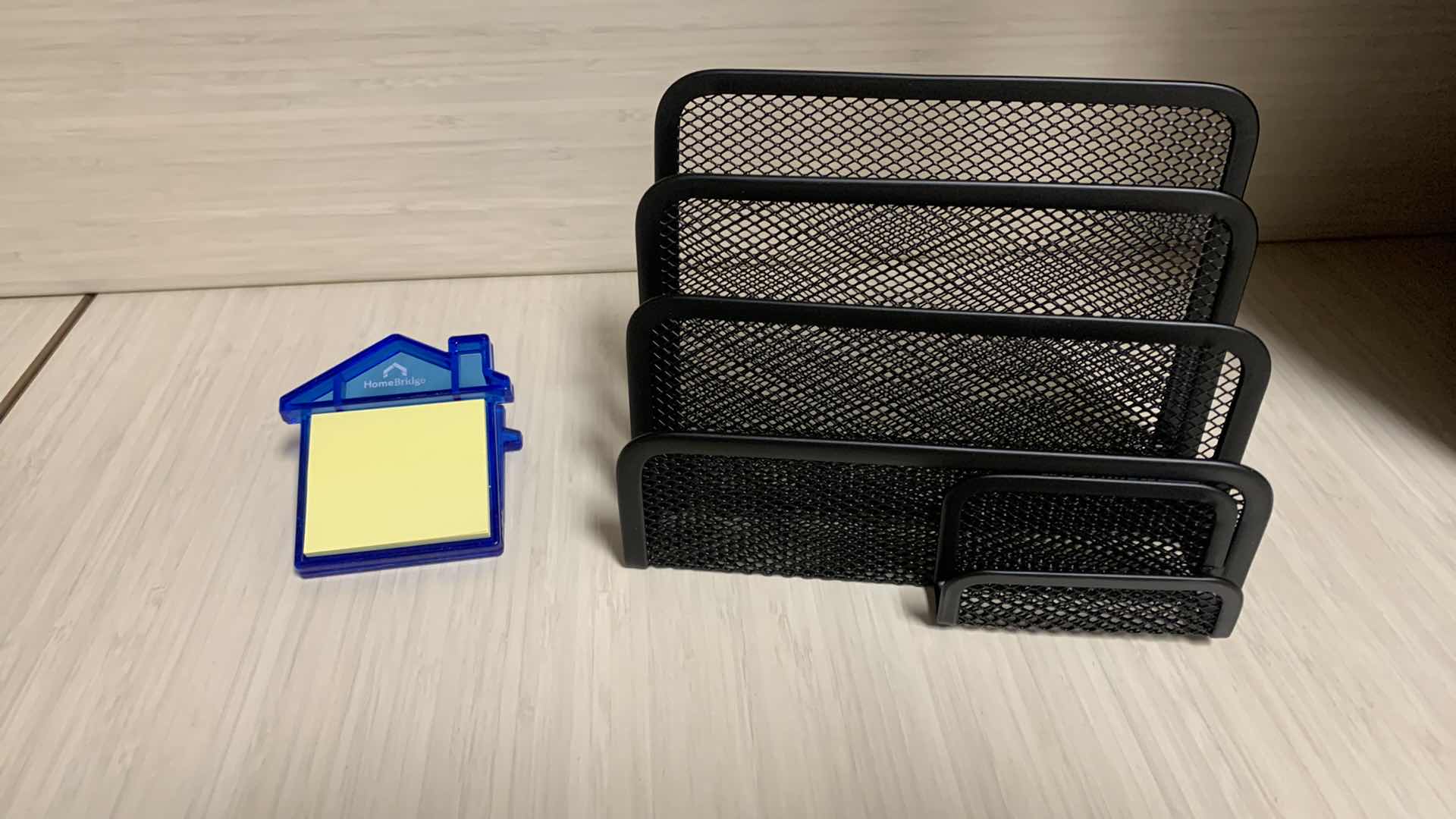 Photo 1 of OFFICE SUPPLIES 6 ITEMS, ACRYLIC STANDS, WASTEBASKET AND MORE