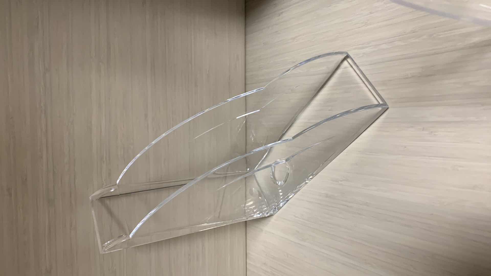 Photo 1 of OFFICE SUPPLIES 6 ITEMS, ACRYLIC STANDS, WASTEBASKET AND MORE