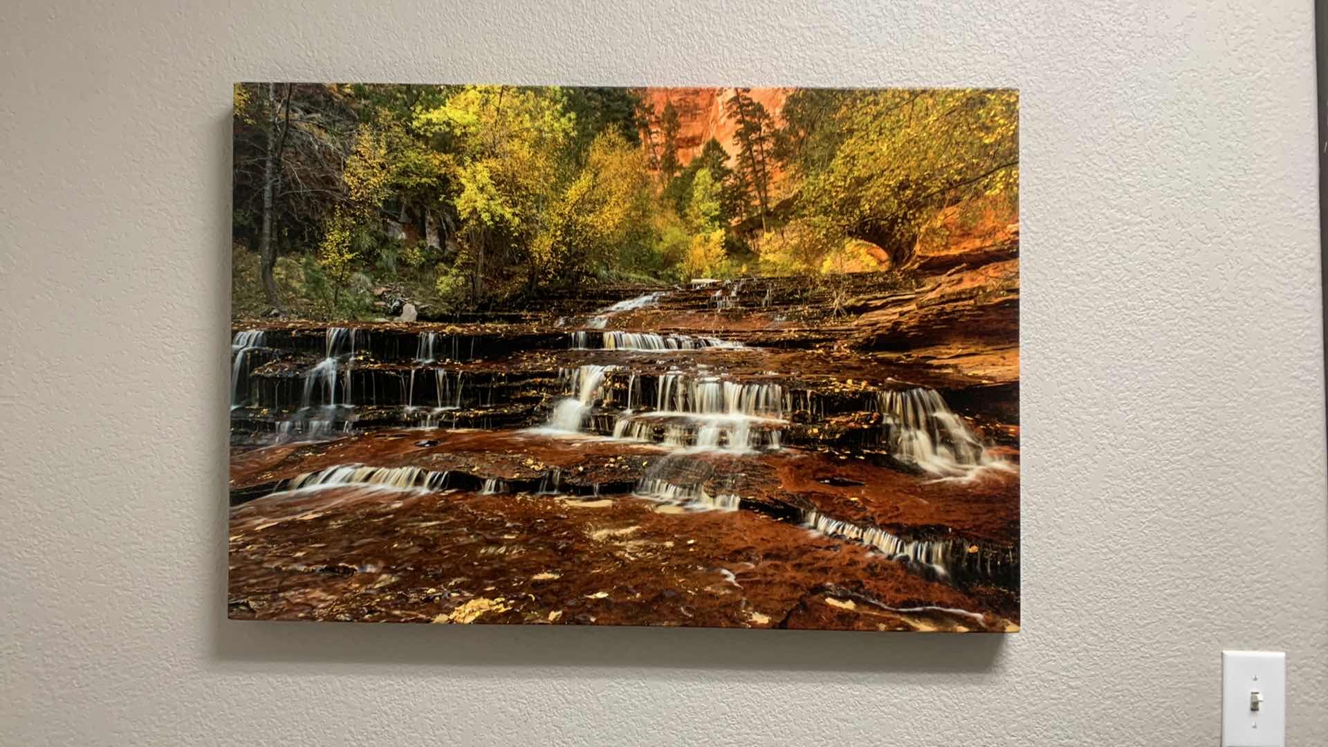 Photo 1 of ARTWORK, STRETCHED CANVAS, FALL NATURE WATERFALL 39” x 27”