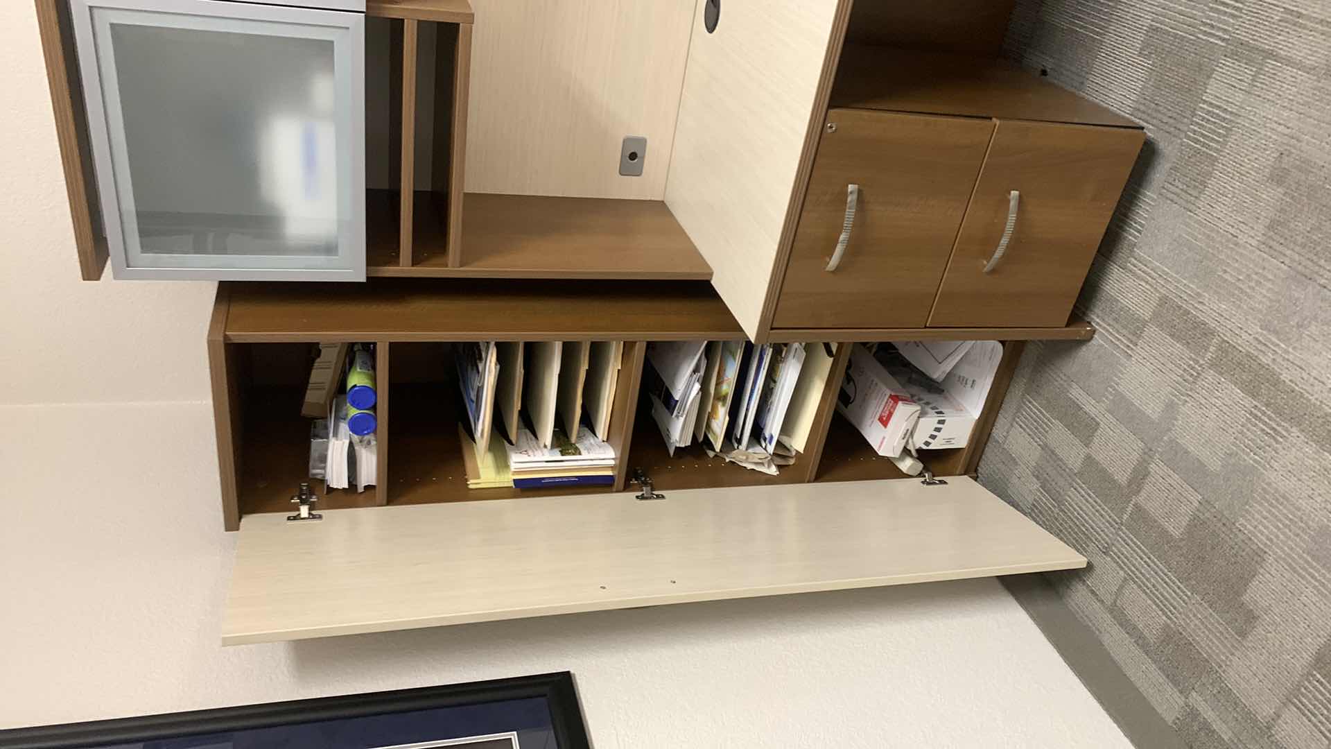 View 9 of MAVERICK MADE IN USA,  4 PIECE OFFICE SET, DESK 72” x 36” RETURN 36” x 24” , HUTCH 72” x H 43.5”
AND CABINET 16” x H65” ( CONTENTS NOT INCLUDED)