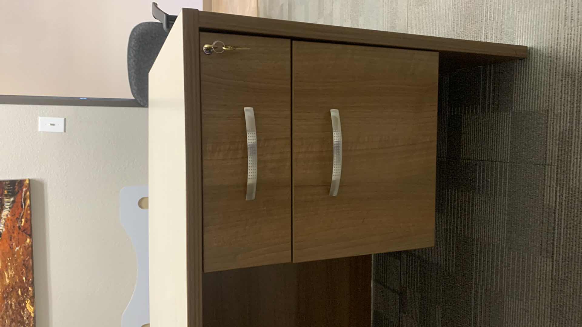 View 5 of MAVERICK MADE IN USA,  4 PIECE OFFICE SET, DESK 72” x 36” RETURN 36” x 24” , HUTCH 72” x H 43.5”
AND CABINET 16” x H65” ( CONTENTS NOT INCLUDED)