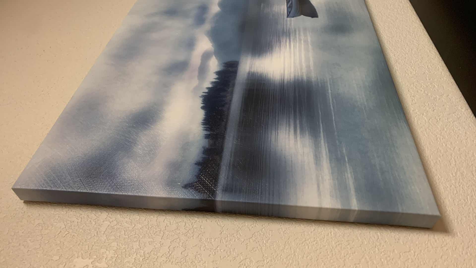 Photo 1 of ARTWORK, BLUE SND WHITE BOAT ON LAKE STRETCHED CANVAS 36” x 24”