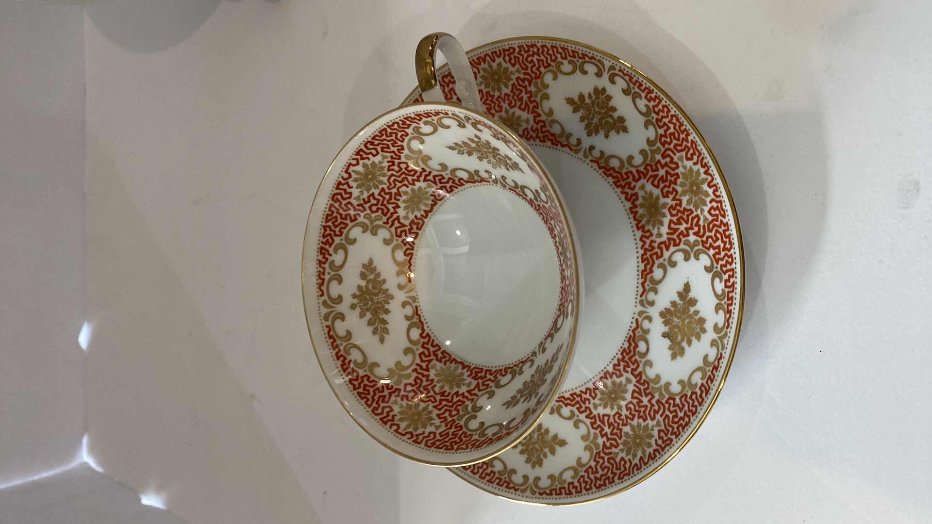 Photo 1 of ALBOTH & KAISER BAVARIA 3 PIECE TEA CUP, SAUCER AND PLATE SET WITH GOLD EDGE