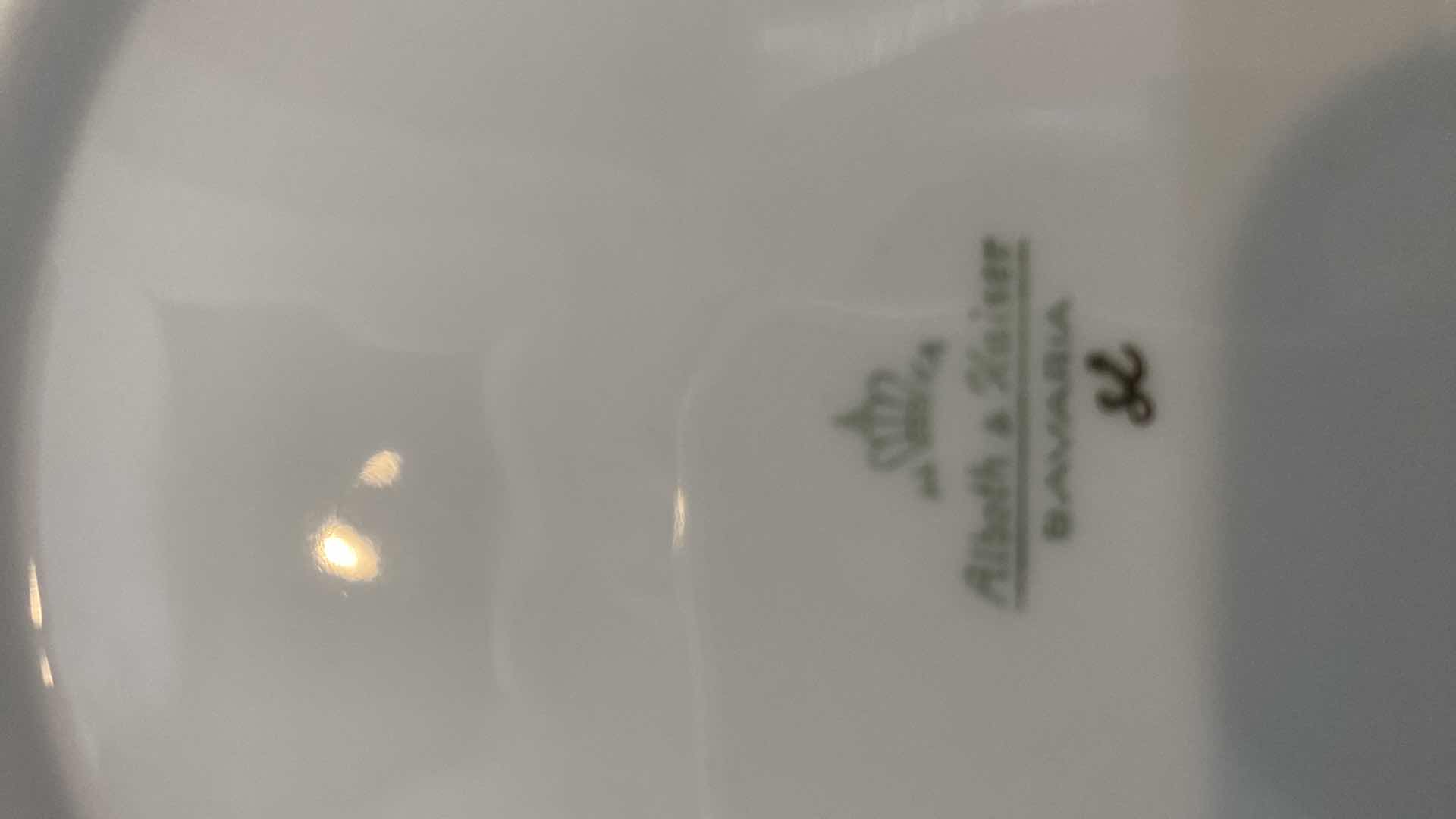 Photo 1 of ALBOTH & KAISER BAVARIA 3 PIECE TEA CUP, SAUCER AND PLATE SET WITH GOLD EDGE