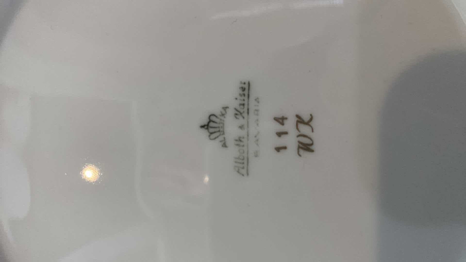 Photo 1 of ALBOTH & KAISER BAVARIA 3 PIECE TEA CUP, SAUCER AND PLATE SET WITH GOLD EDGE