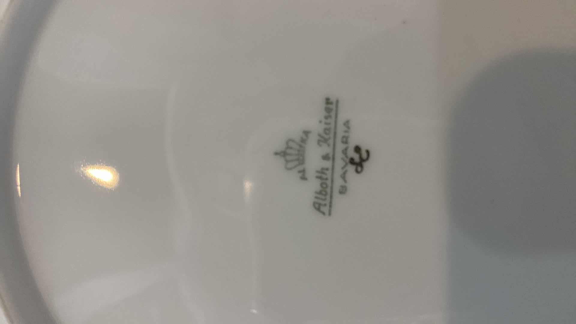 Photo 1 of ALBOTH & KAISER BAVARIA 3 PIECE TEA CUP, SAUCER AND PLATE SET WITH GOLD EDGE