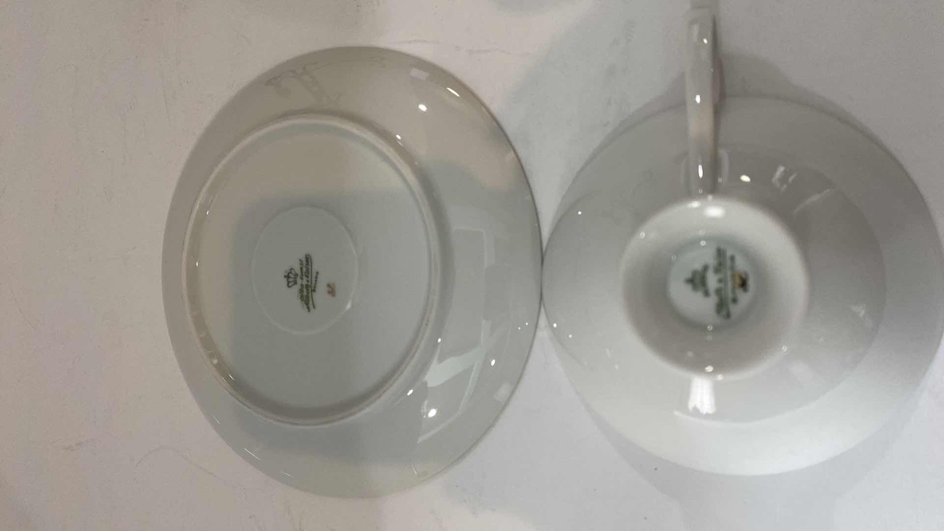 Photo 4 of ALBOTH & KAISER BAVARIA 3 PIECE TEA CUP, SAUCER AND PLATE SET WITH GOLD EDGE