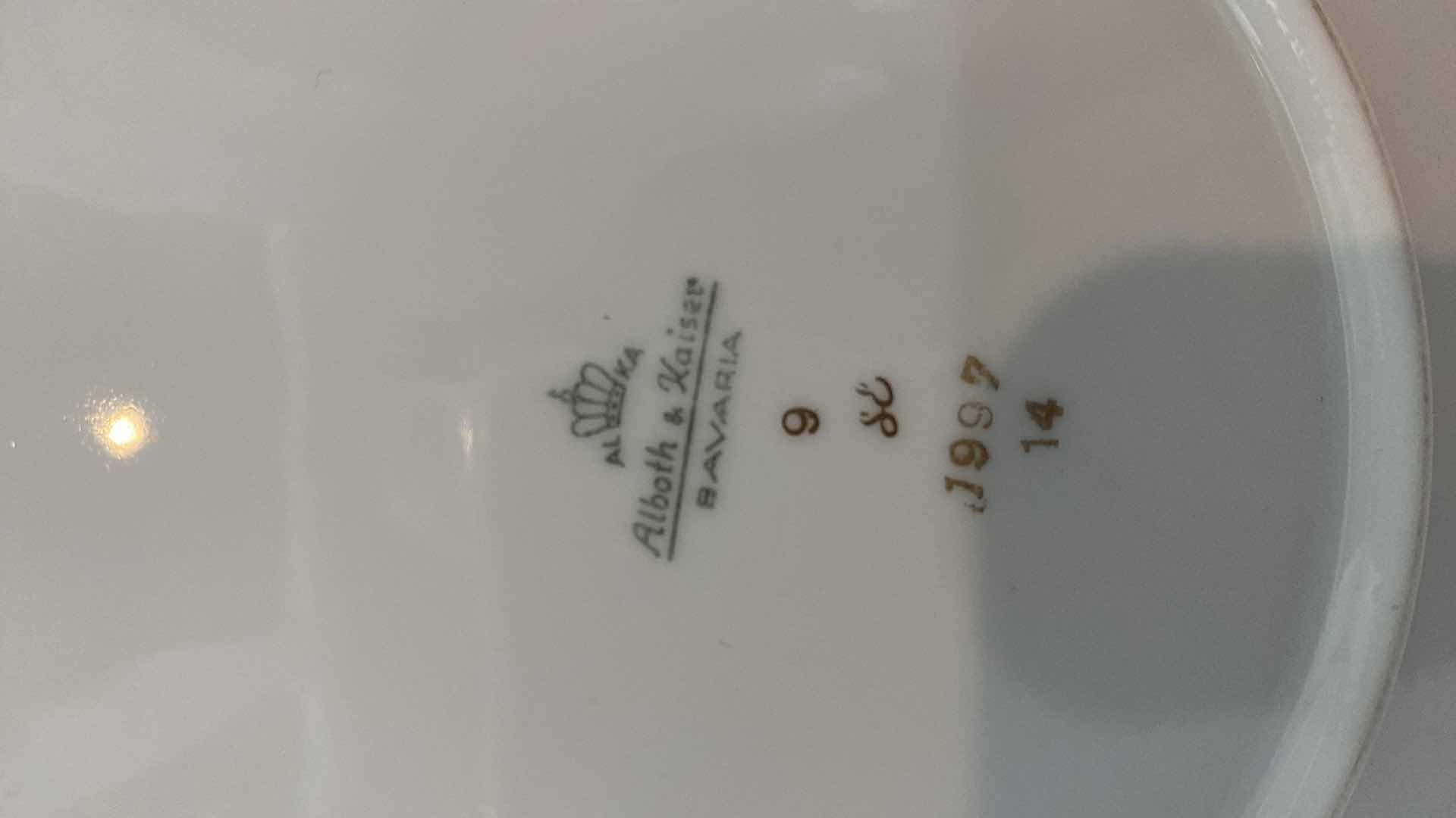 Photo 1 of RARE 1997 ALBOTH & KAISER BAVARIA 3 PIECE TEA CUP, SAUCER AND PLATE SET WITH GOLD EDGE