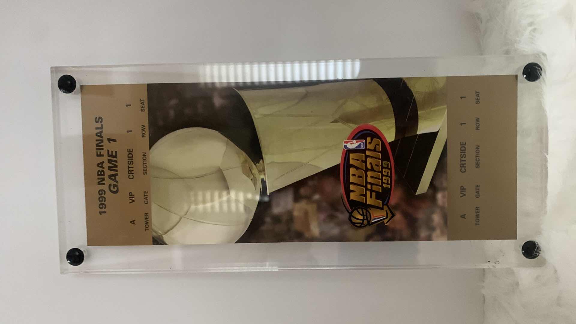 Photo 1 of COLLECTIBLE 1999 NBA GAME 1 TWO TICKETS MOUNTED IN ACRYLIC