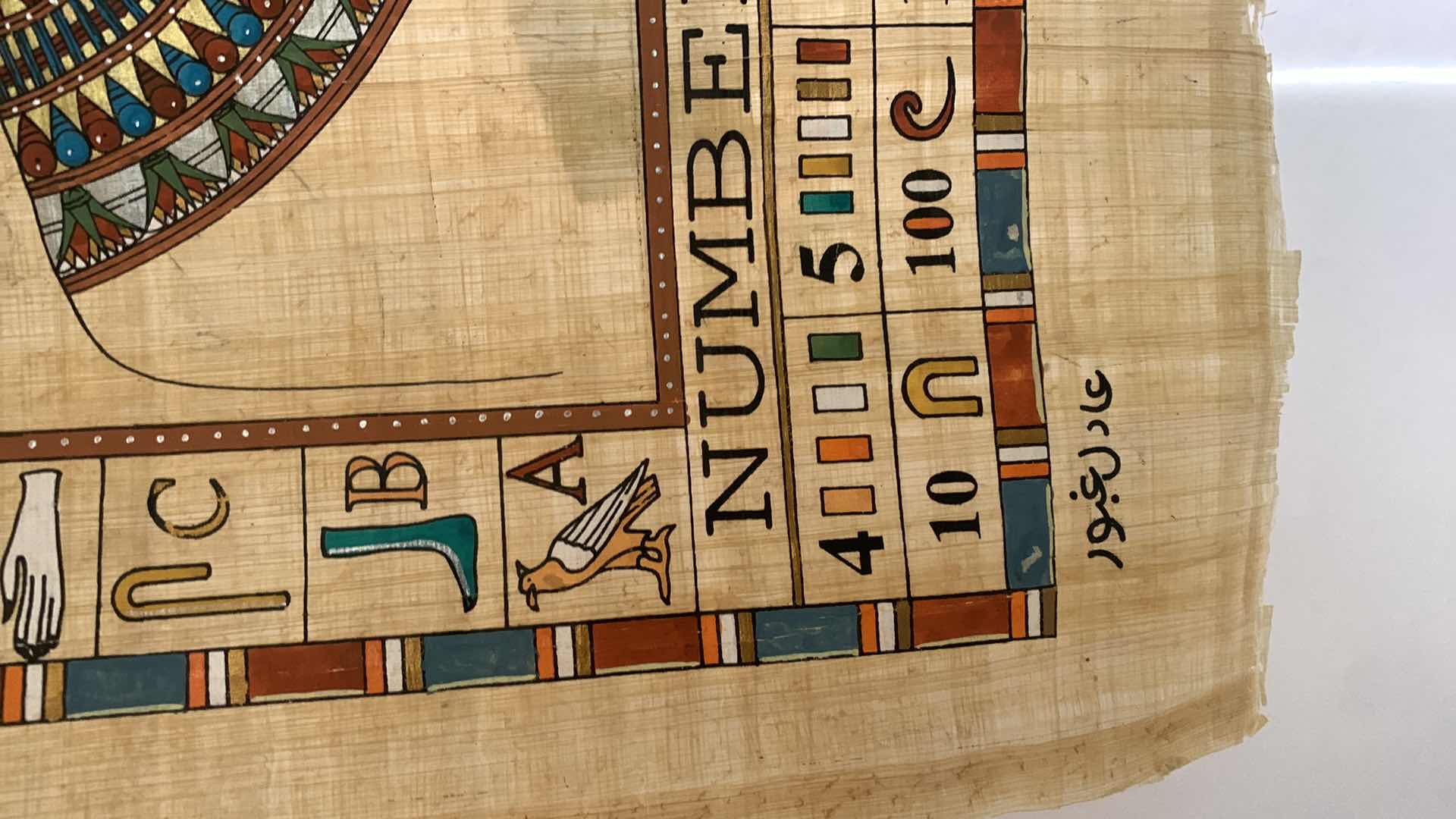 Photo 4 of ARTWORK, 2 HANDPAINTED  SIGNED EGYPTIAN PAPYRUS 16” x 25”